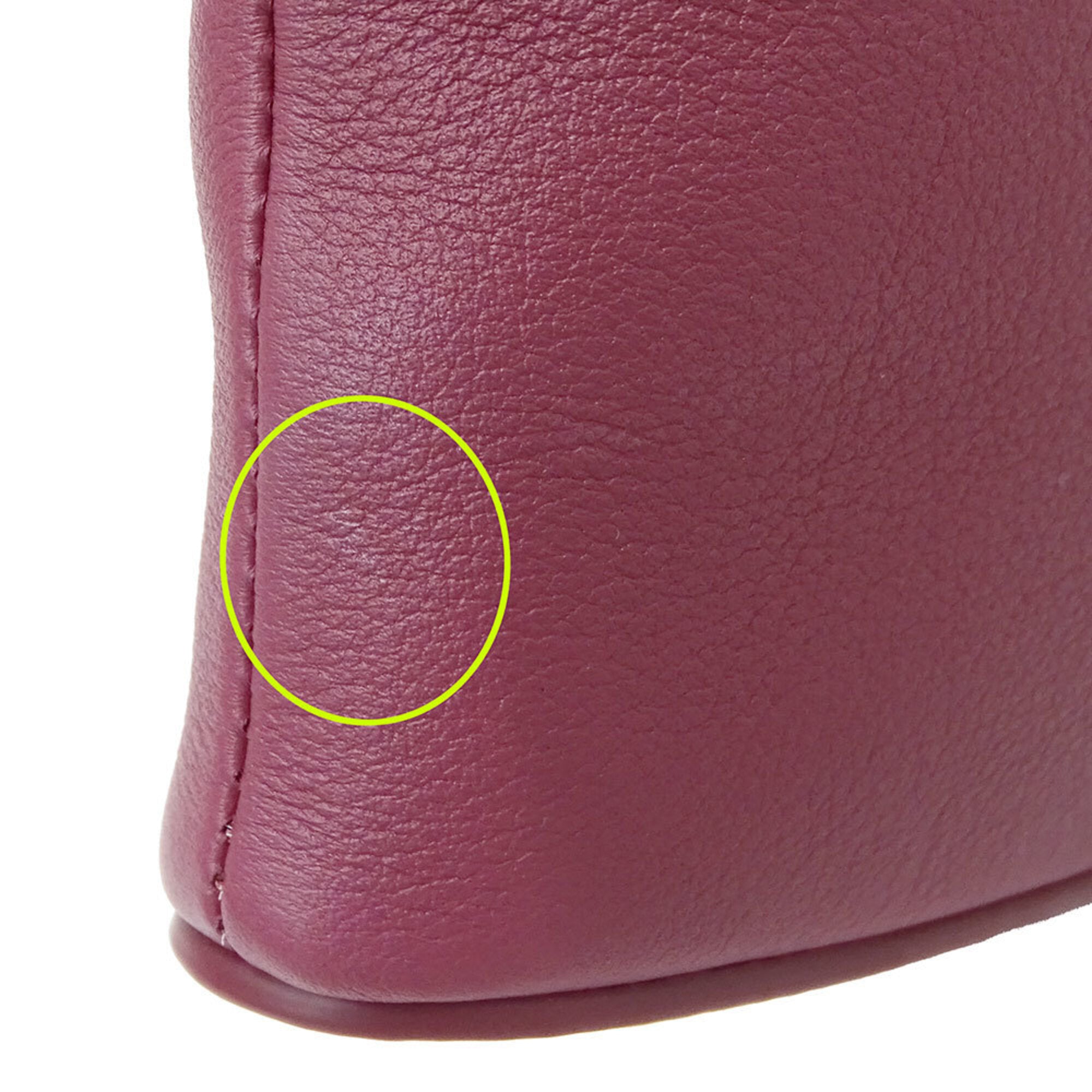 Loewe Bordeaux Leather Clutch Bag Handbag (Pre-Owned)