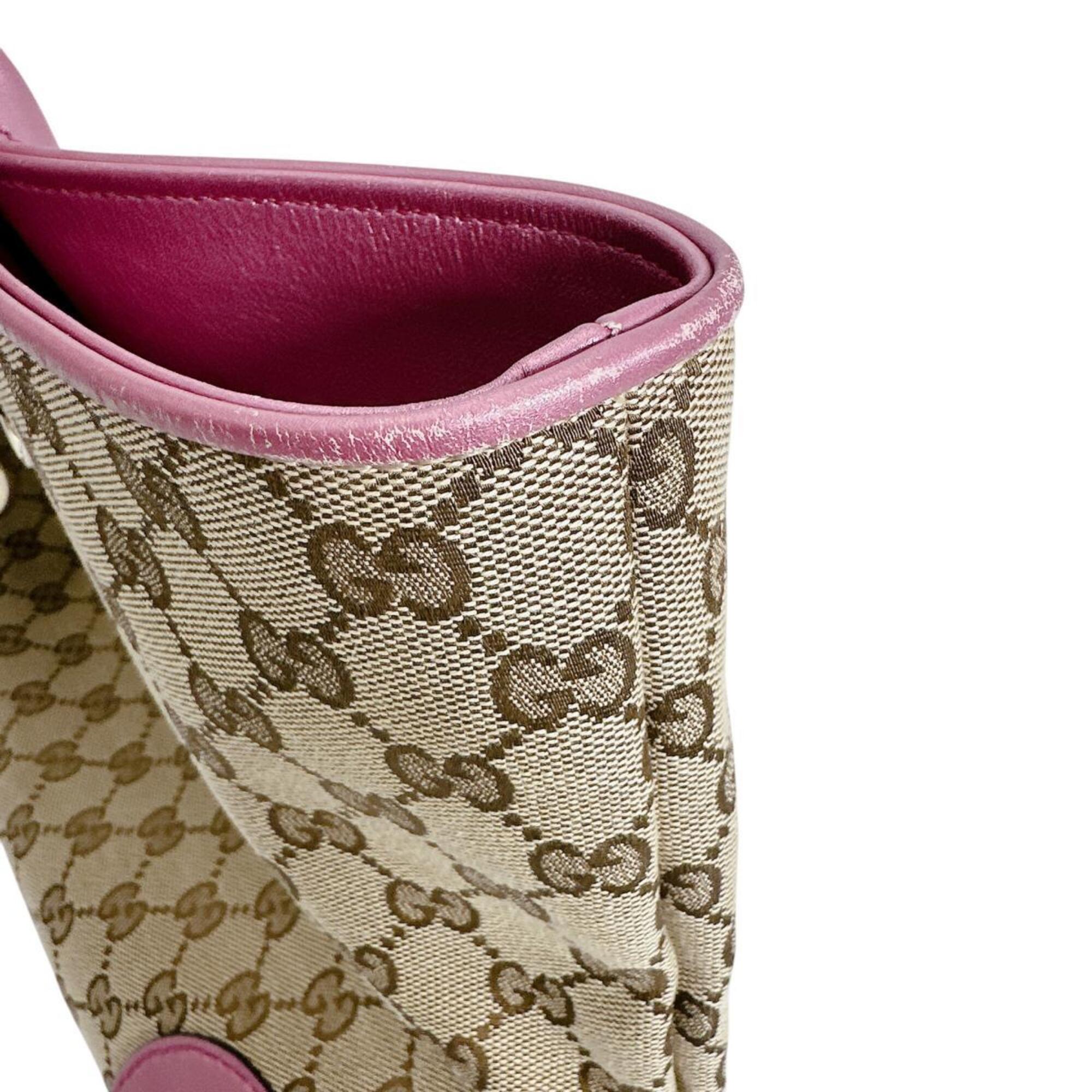Gucci Brown Pink Gg Canvas Tote Bag (Pre-Owned)