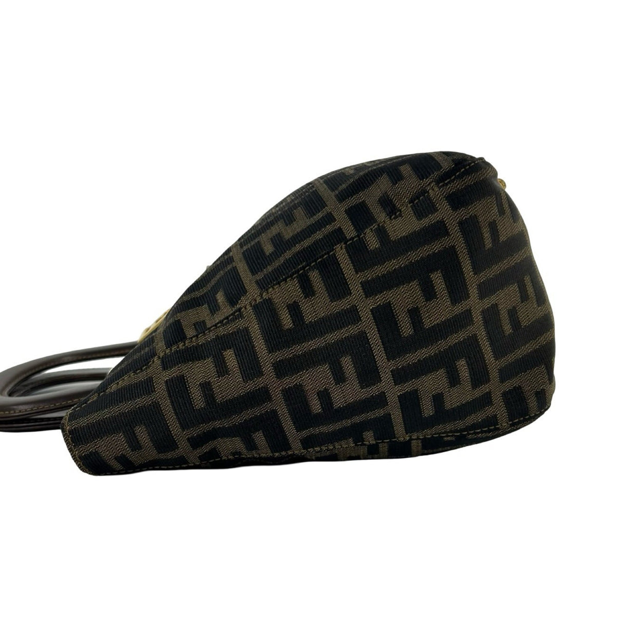 Fendi Black Brown Canvas Leather Handbag Tote Bag (Pre-Owned)