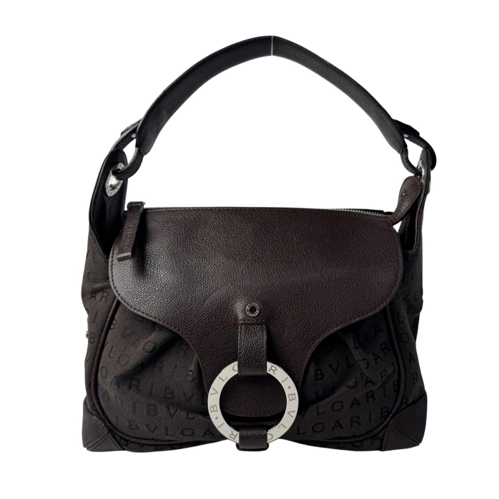 Bvlgari Brown Canvas Leather Shoulder Bag (Pre-Owned)