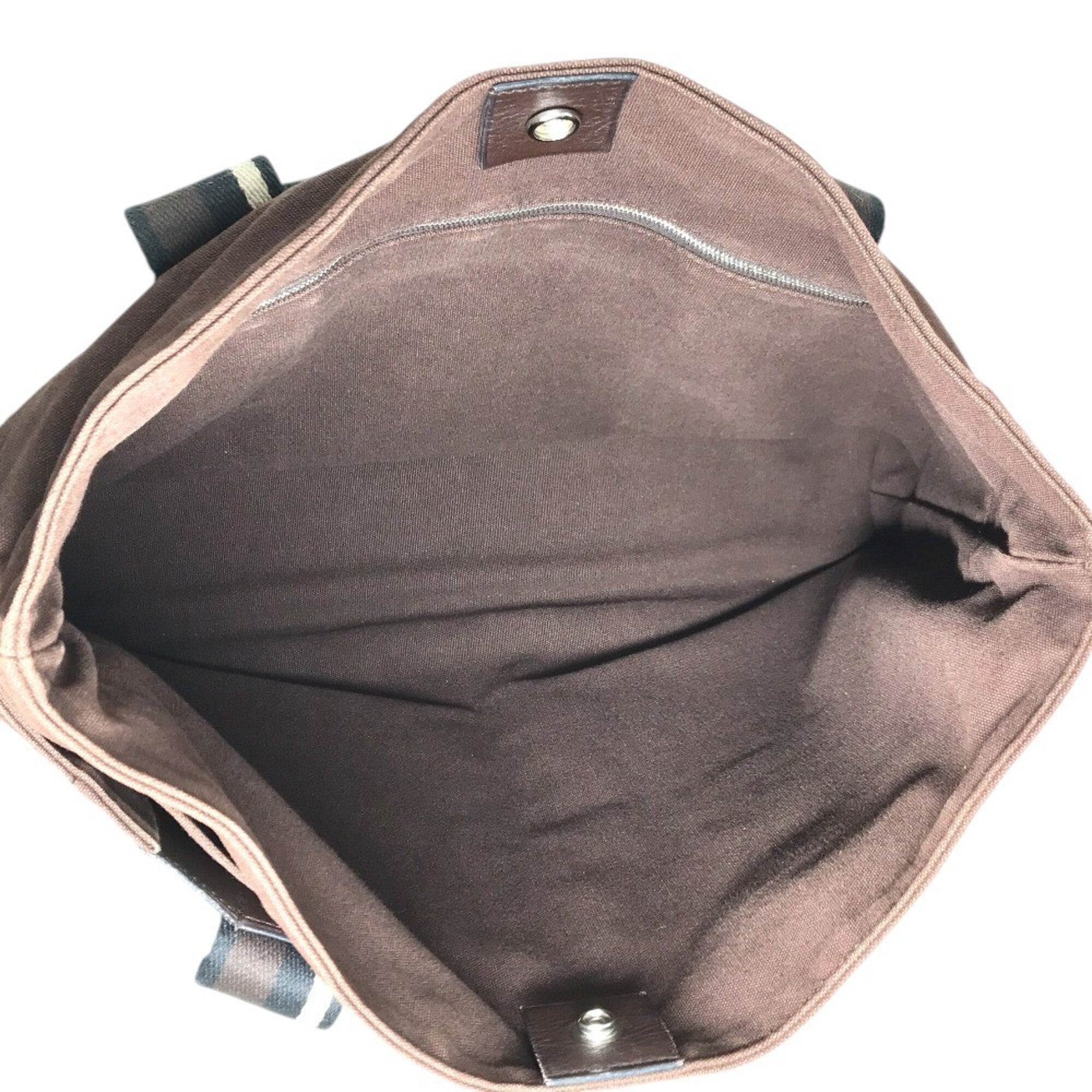 Hermes Brown Canvas Handbag Shoulder Bag Tote Bag (Pre-Owned)