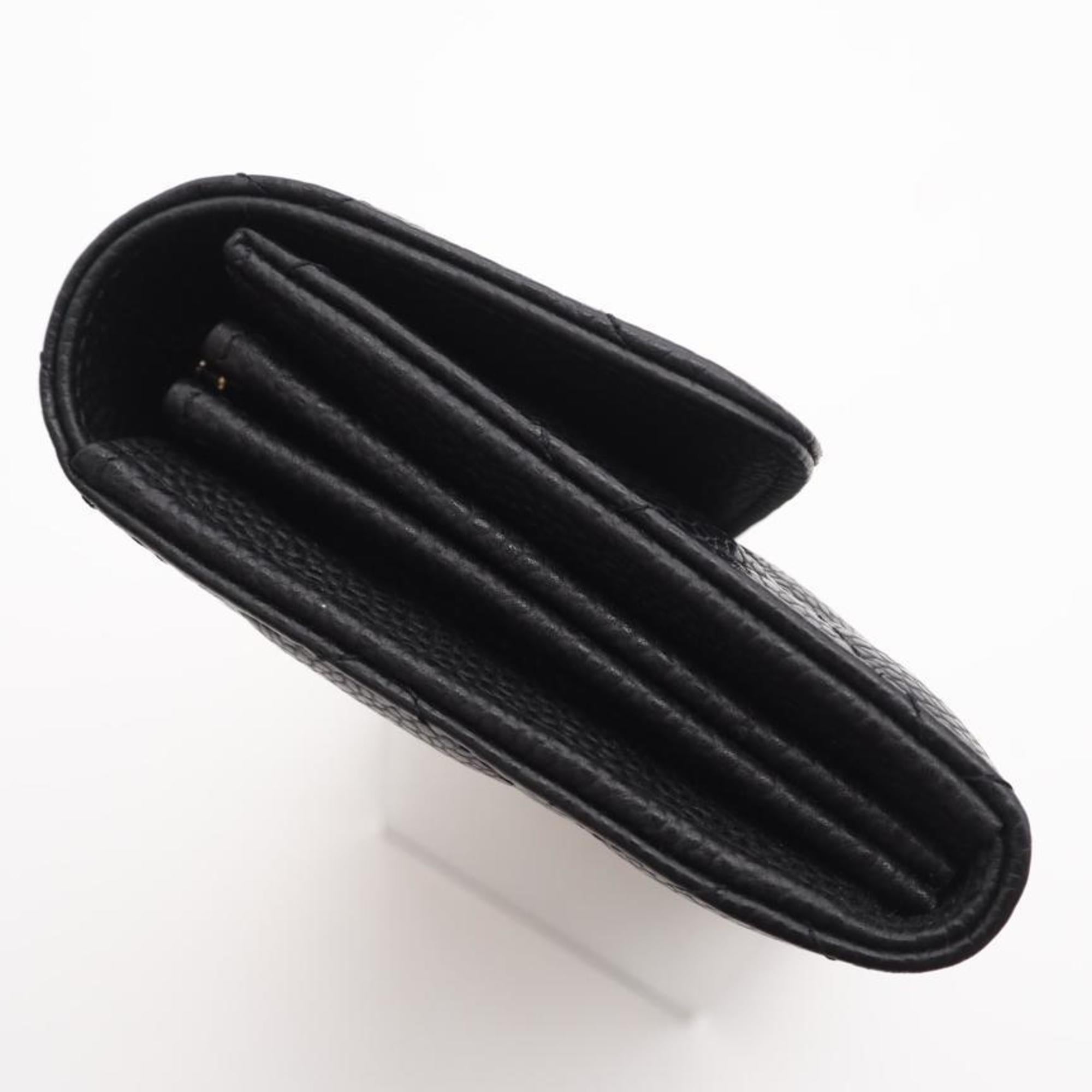 Chanel Black Bordeaux Grained Calfskin Long Wallet (Tri-Fold) (Pre-Owned)