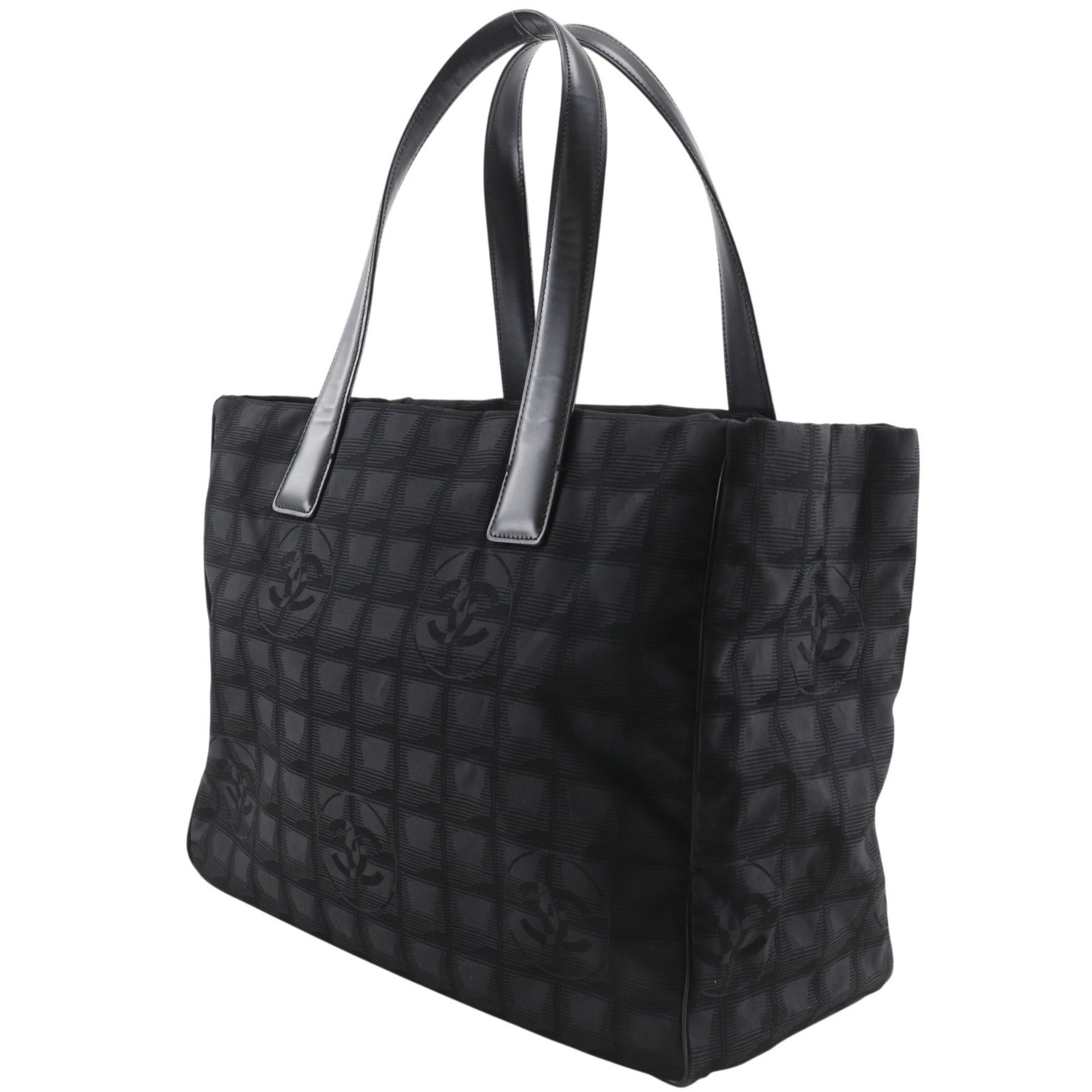 Chanel Black Nylon Canvas Tote Bag Weekend Bag (Pre-Owned)