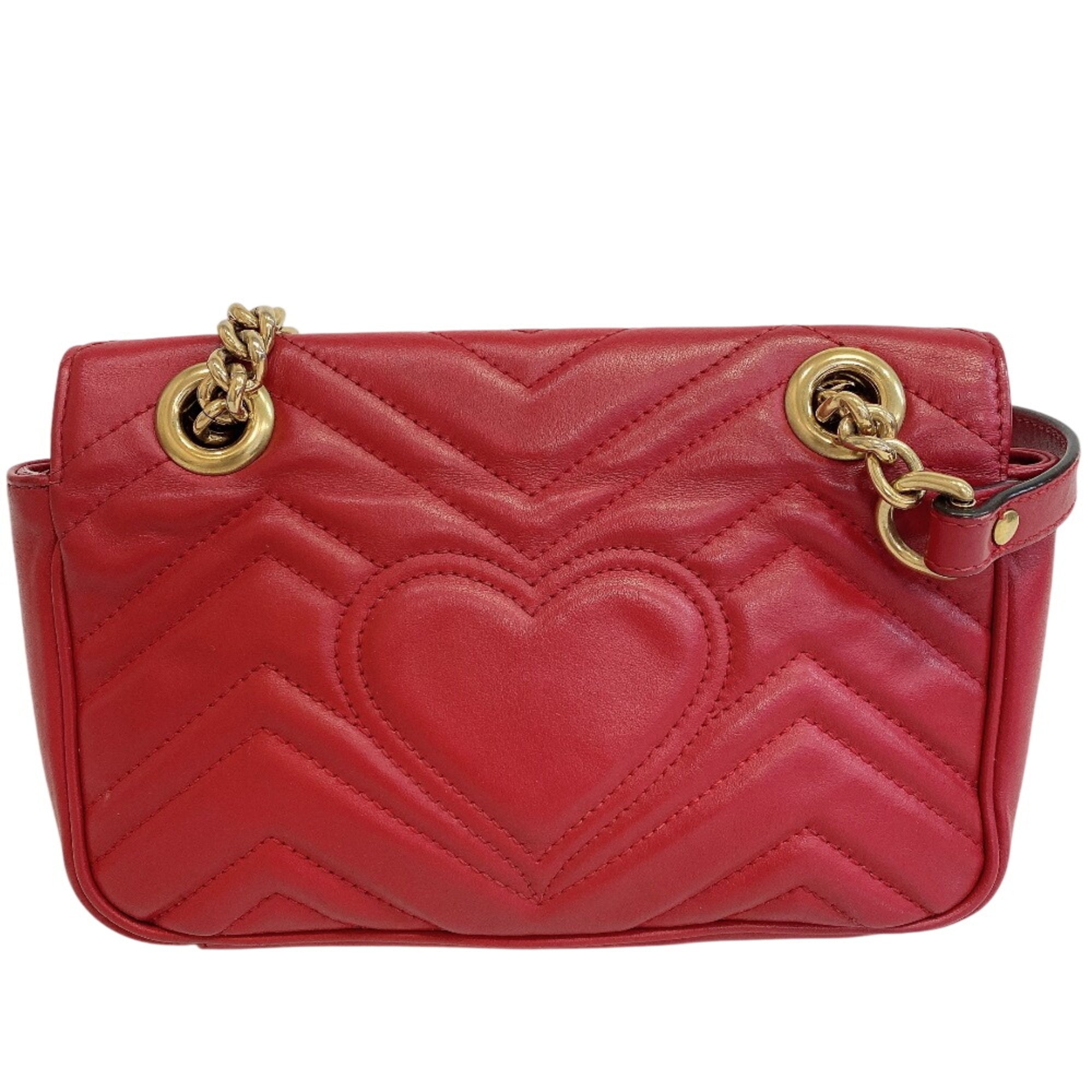 Gucci Red Color Leather Shoulder Bag (Pre-Owned)