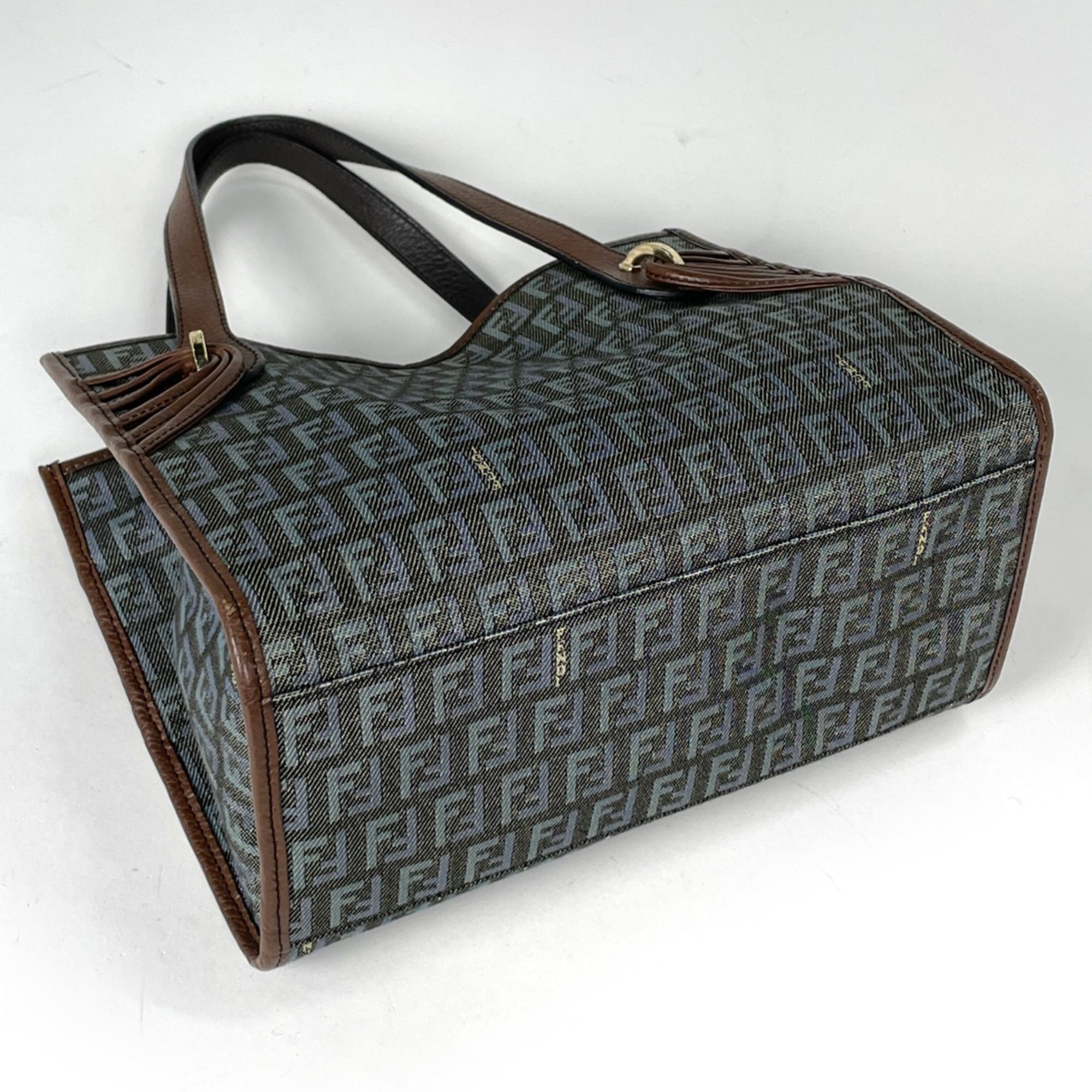 Fendi Brown Green Zucchino Tote Bag (Pre-Owned)