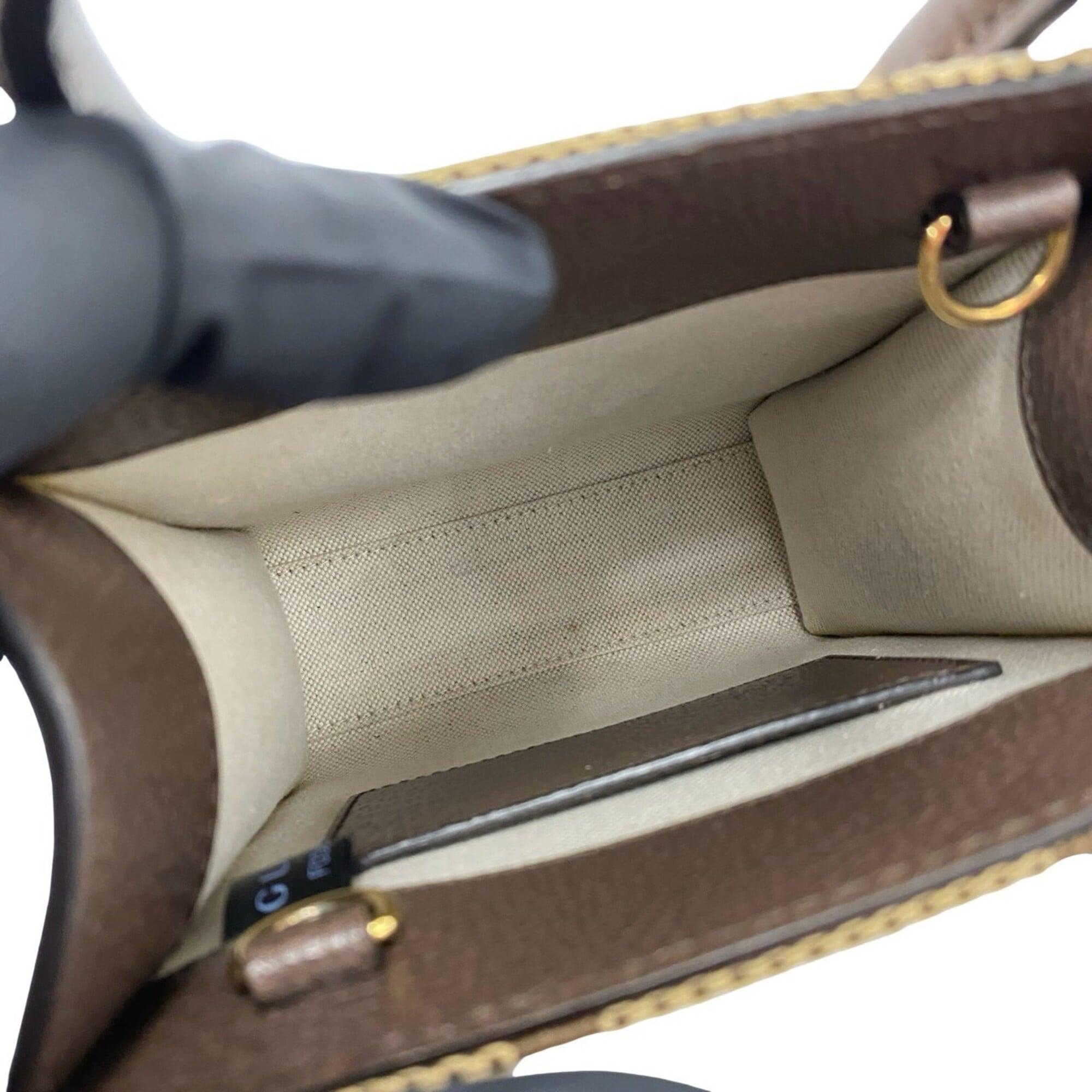 Gucci Brown Canvas Leather Handbag Shoulder Bag (Pre-Owned)