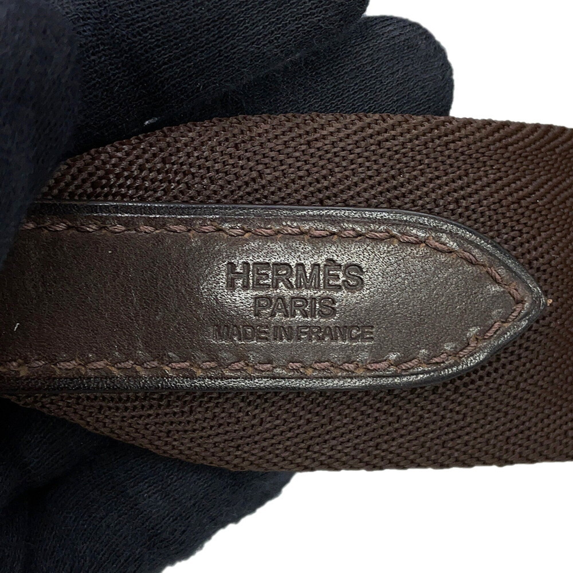 Hermes Kara Feu Navy Toile Chevron Canvas Handbag (Pre-Owned)