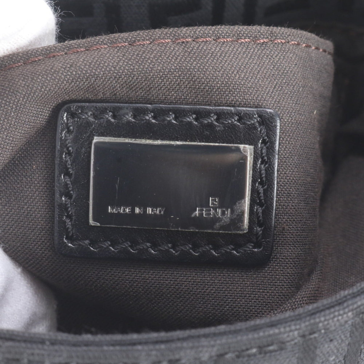 Fendi Black Leather Canvas Crossbody Bag Handbag Shoulder Bag Tote Bag (Pre-Owned)