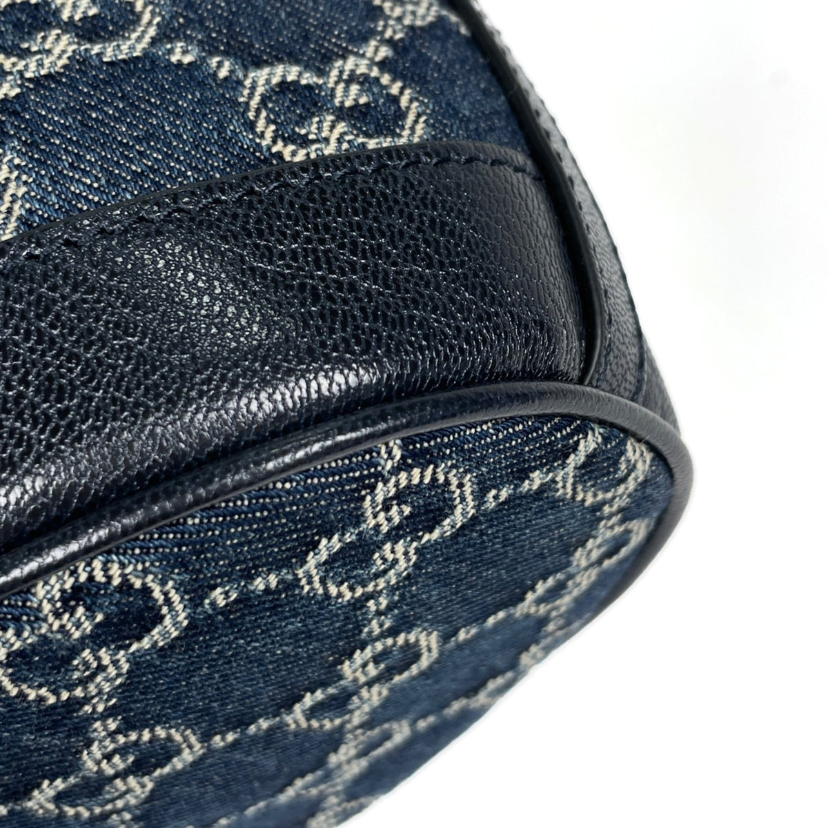 Gucci Dark Blue Denim Leather Shoulder Bag (Pre-Owned)