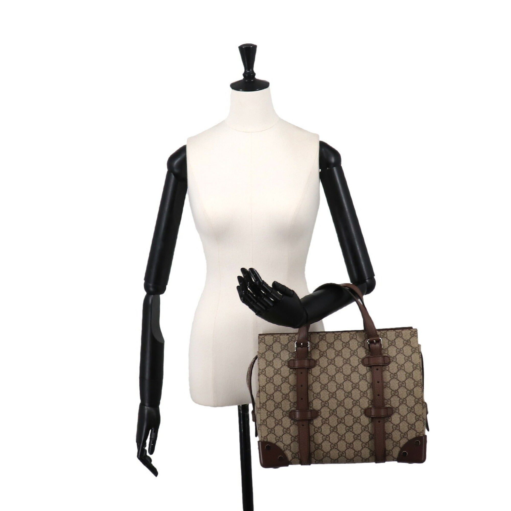 Gucci Beige Brown Gg Supreme Leather Handbag Tote Bag (Pre-Owned)
