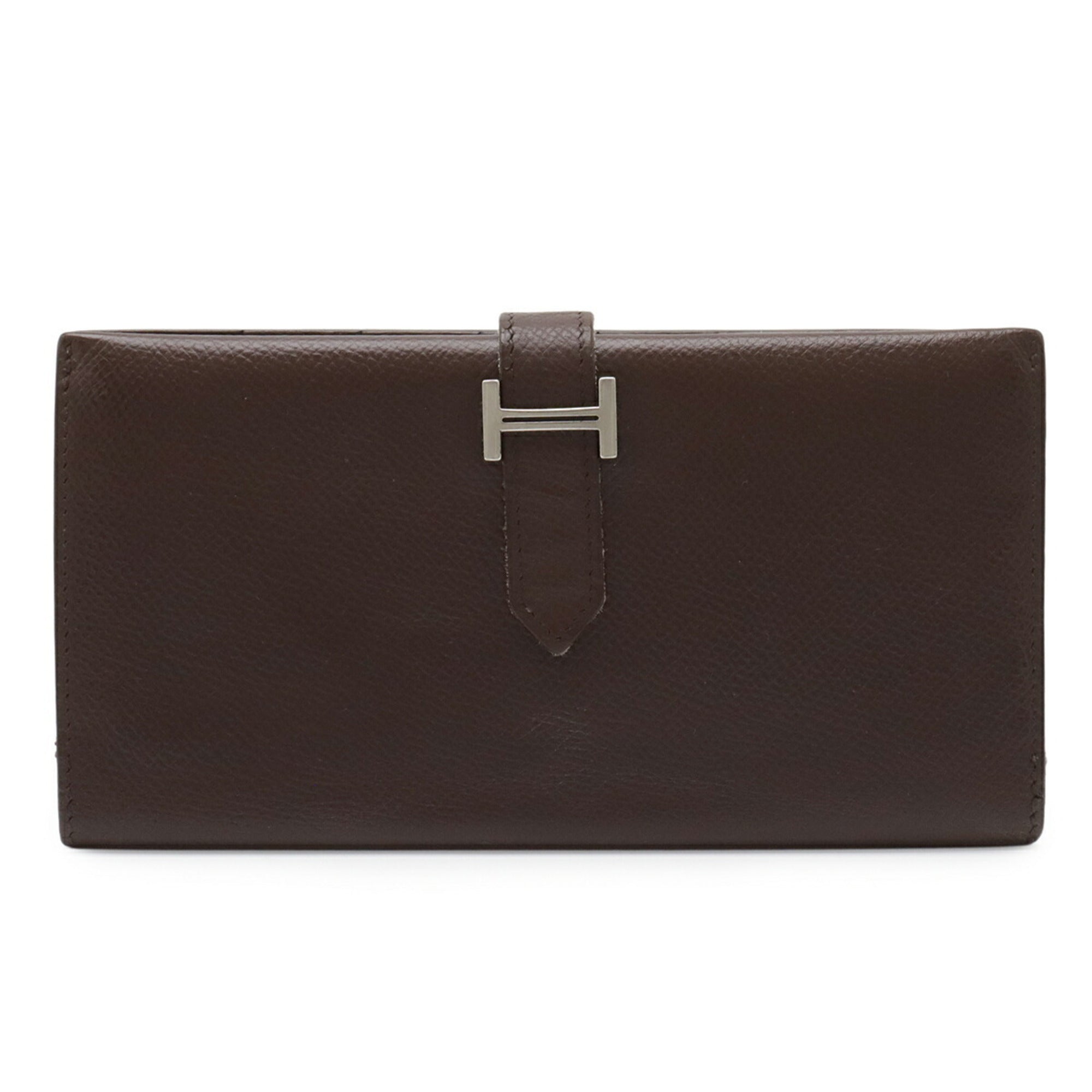 Hermes Dark Brown Epsom Leather Long Wallet (Bi-Fold) (Pre-Owned)