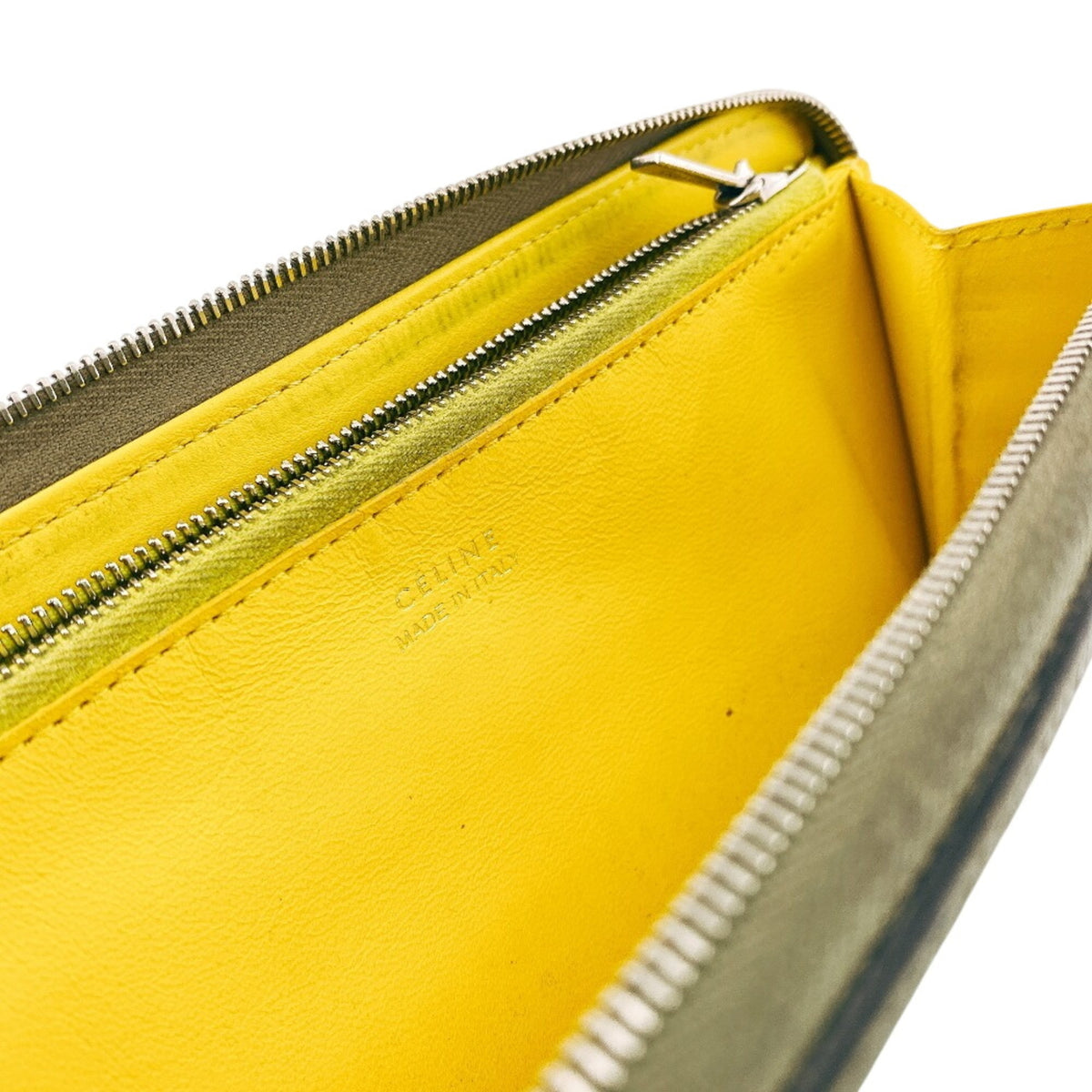 Celine Gray Yellow Leather Long Wallet (Bi-Fold) (Pre-Owned)