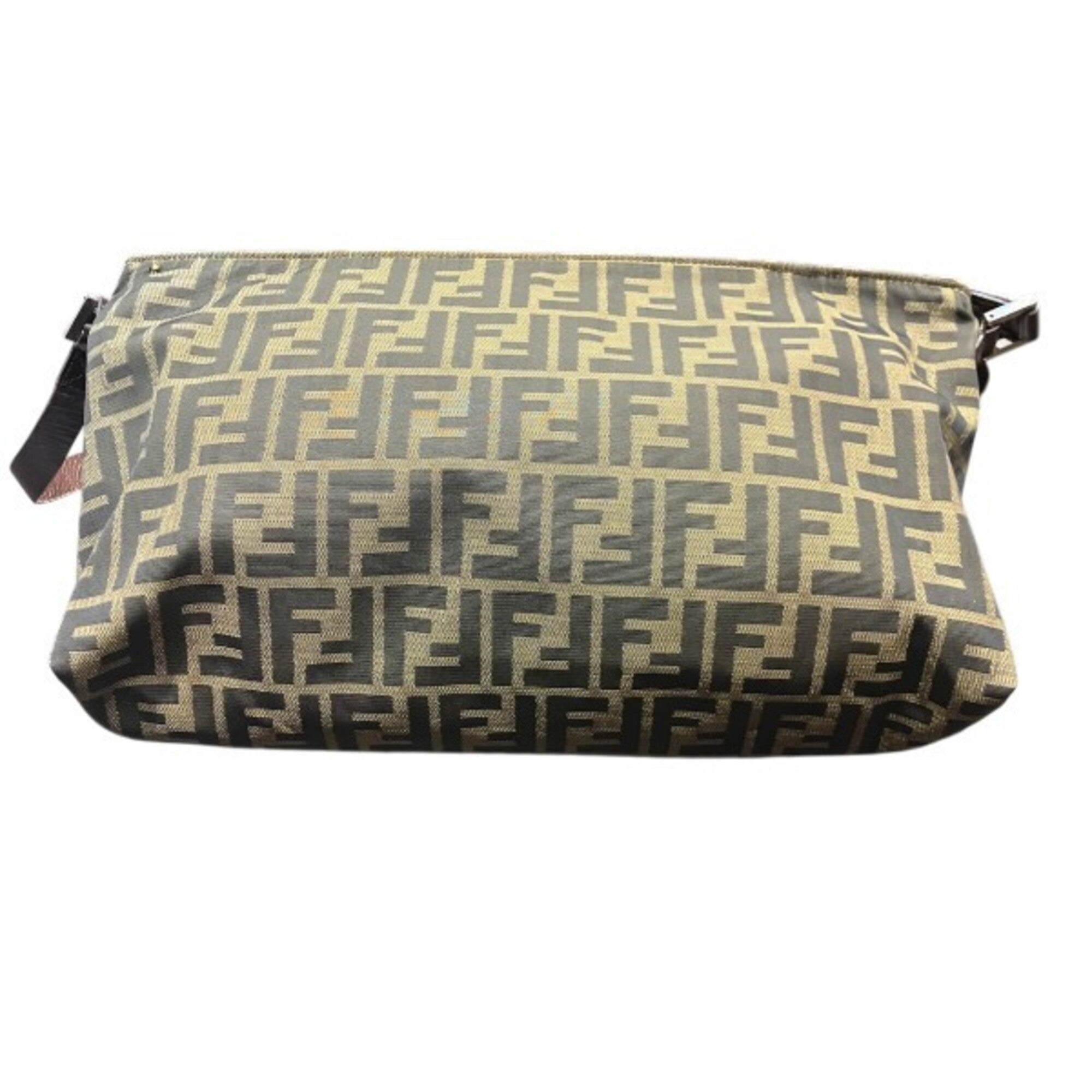 Fendi Zucca Khaki Canvas Leather Handbag Shoulder Bag Sling Bag (Pre-Owned)