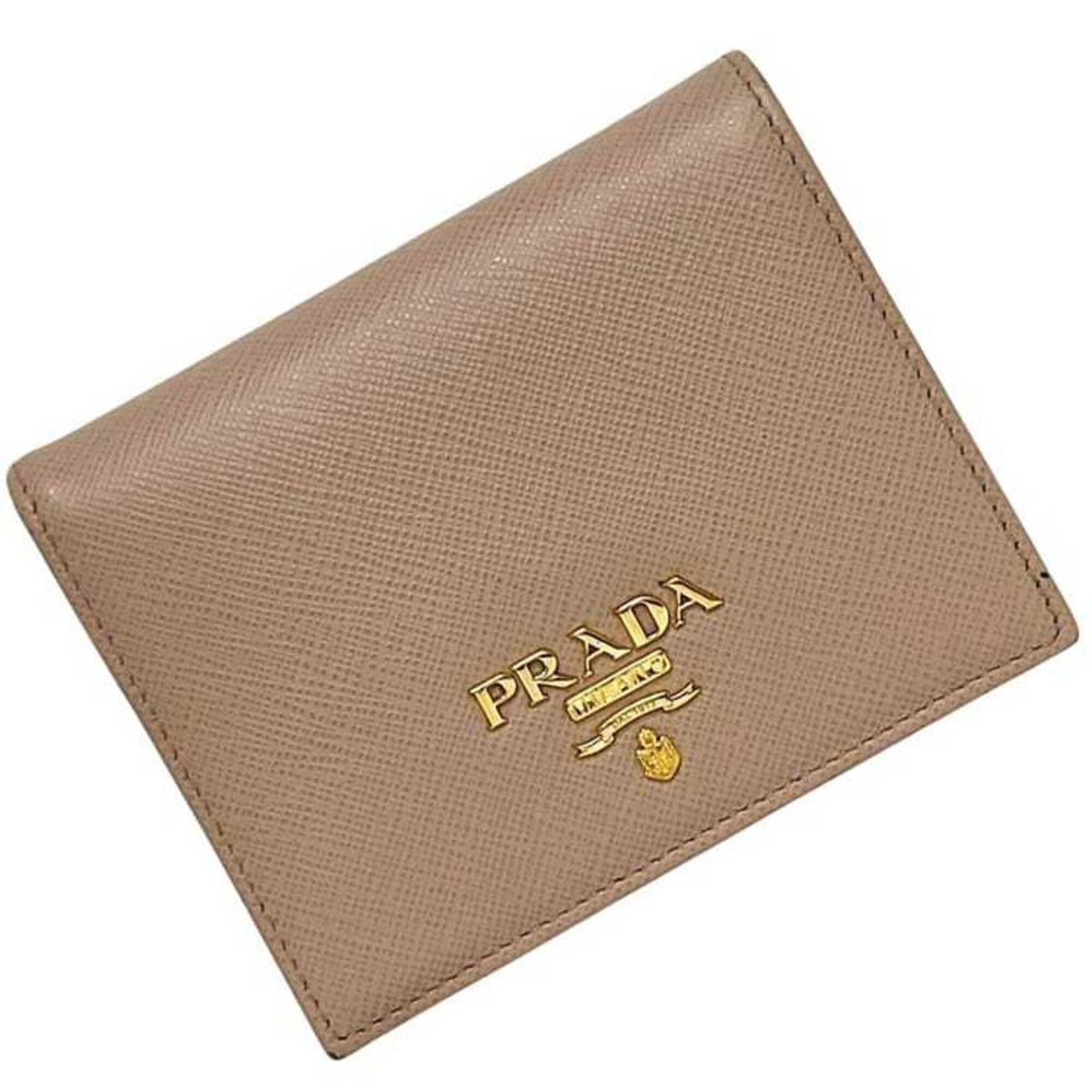 Prada Saffiano Beige Leather Wallet (Bi-Fold) (Pre-Owned)
