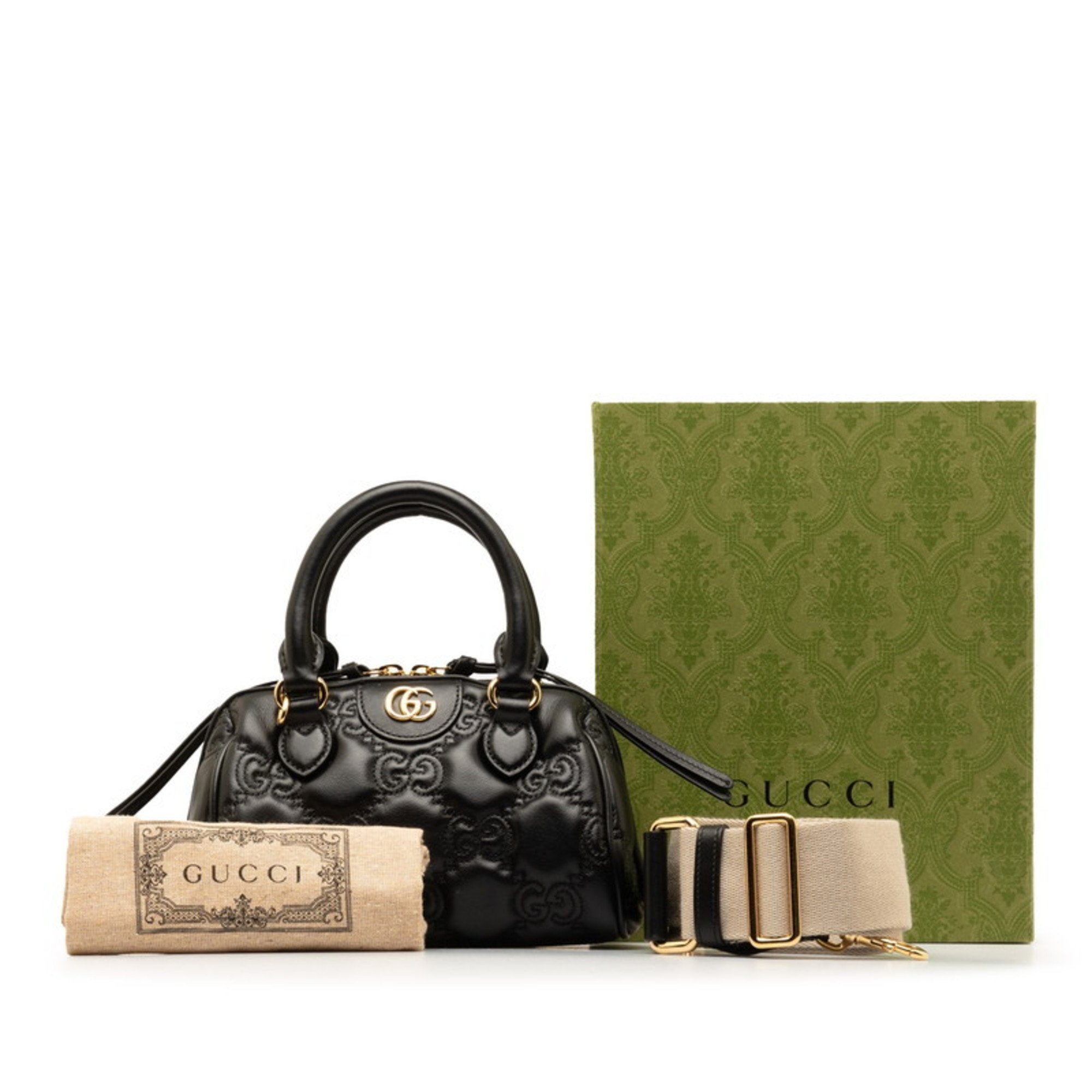 Gucci Black Leather Handbag Shoulder Bag (Pre-Owned)