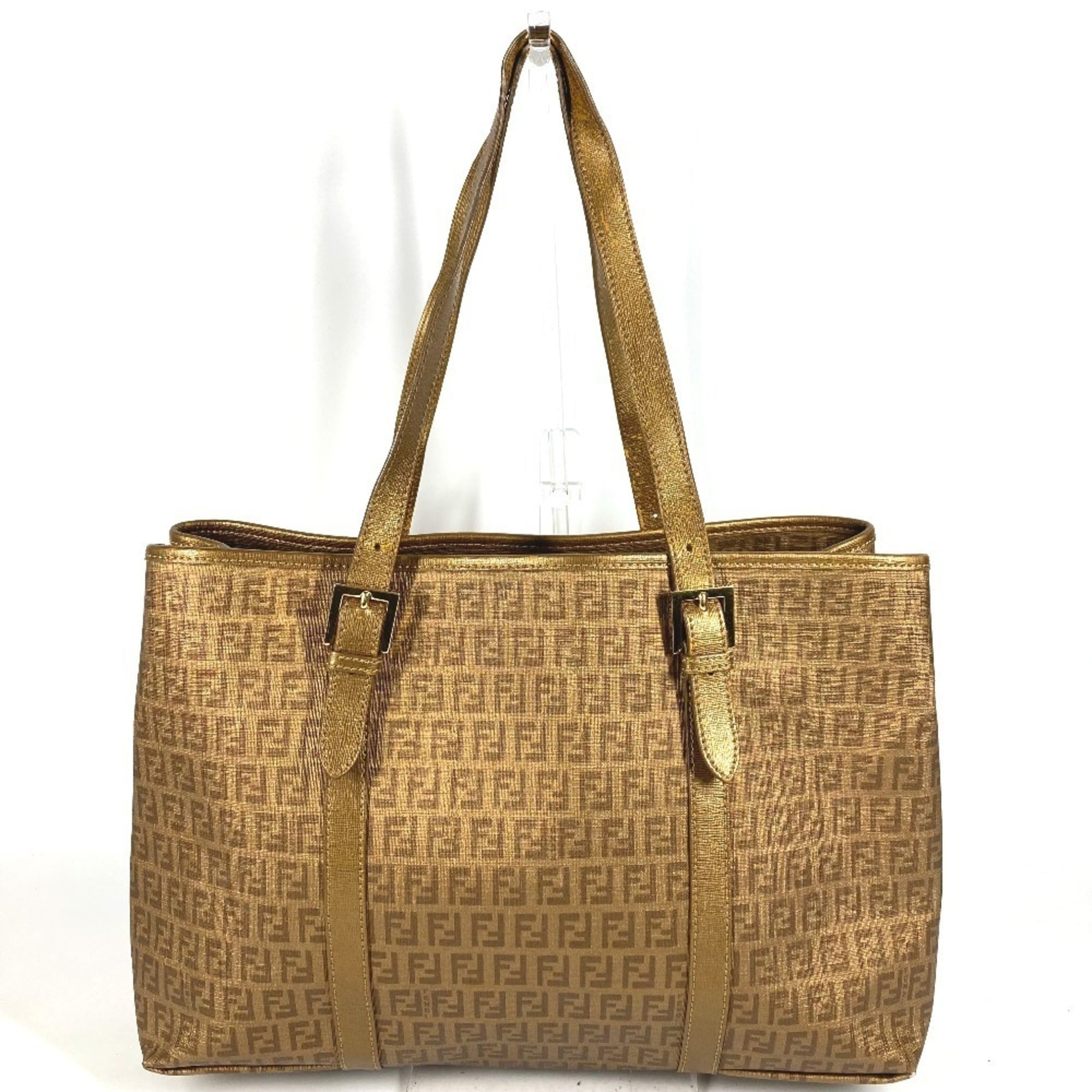 Fendi Gold Zucca Pvc Leather Shoulder Bag Tote Bag (Pre-Owned)