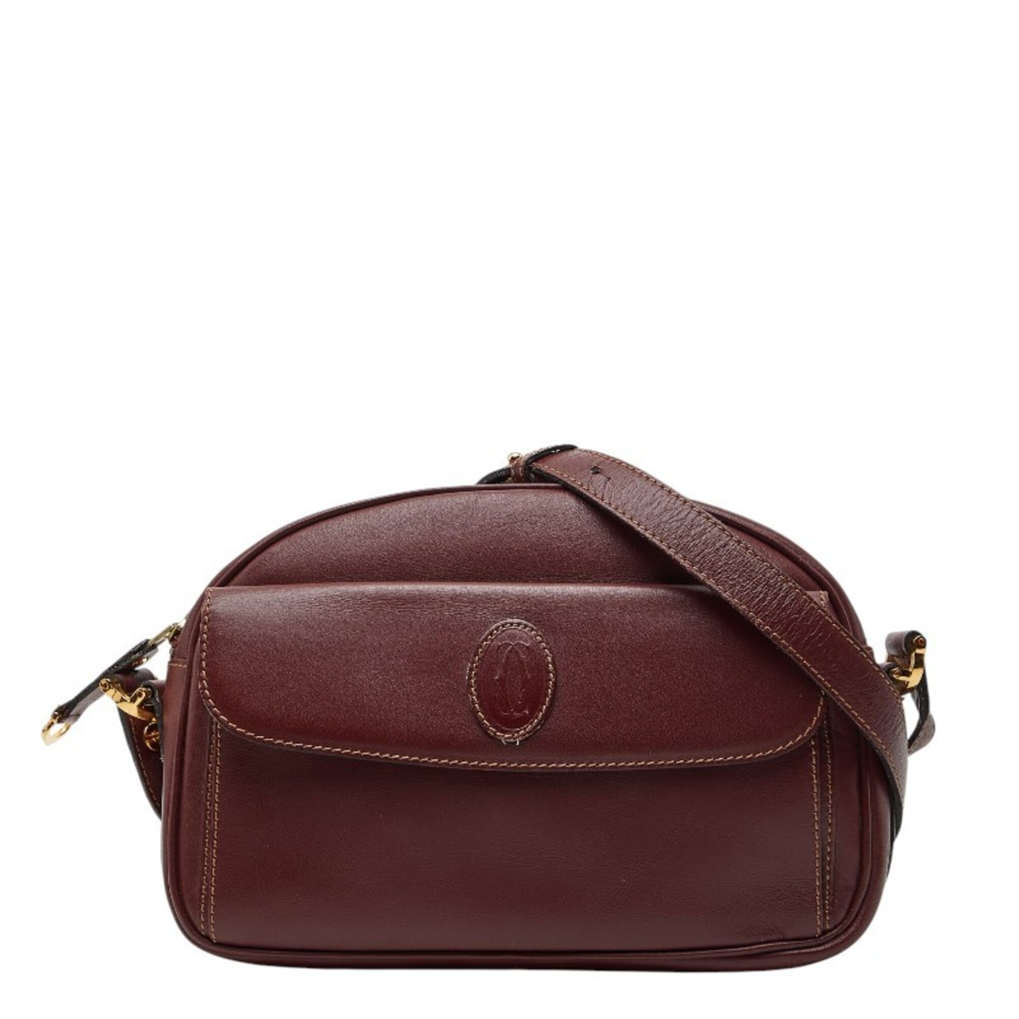 Cartier Must Bordeaux Wine Red Leather Shoulder Bag (Pre-Owned)