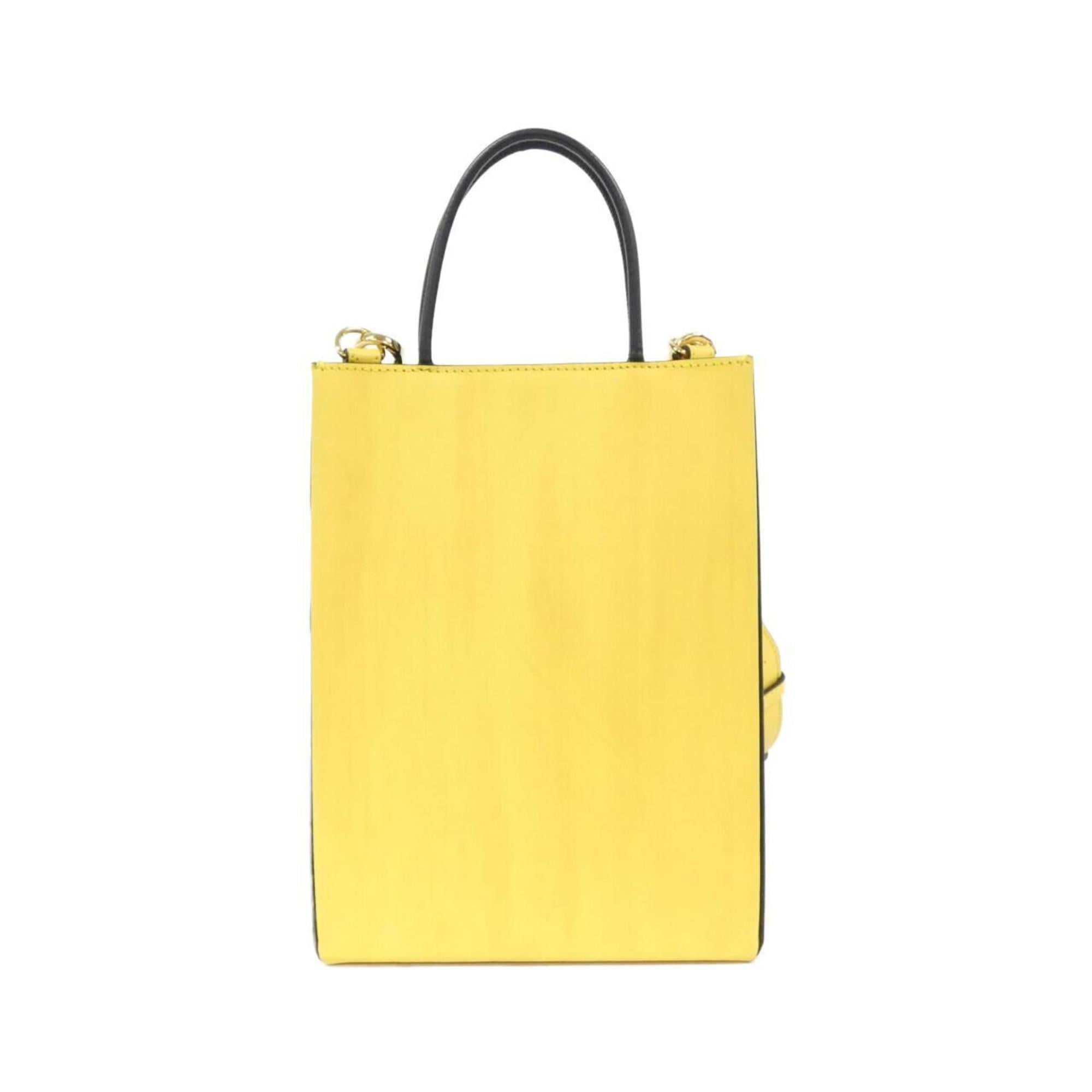 Fendi Yellow Leather Handbag Shopping Bag (Pre-Owned)