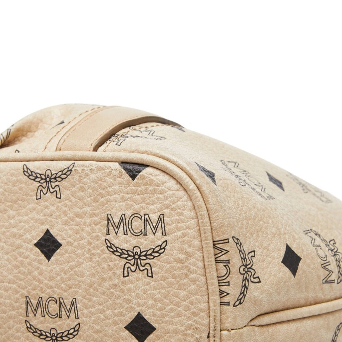 Mcm Visetos Beige Leather Handbag Shoulder Bag (Pre-Owned)