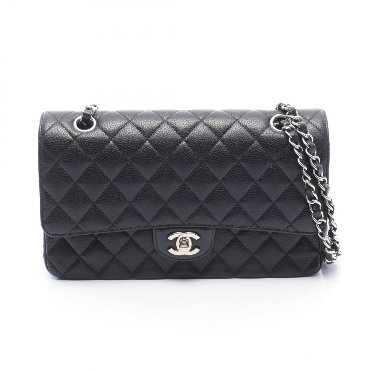 Chanel Black Grained Calfskin Handbag Shoulder Bag (Pre-Owned)