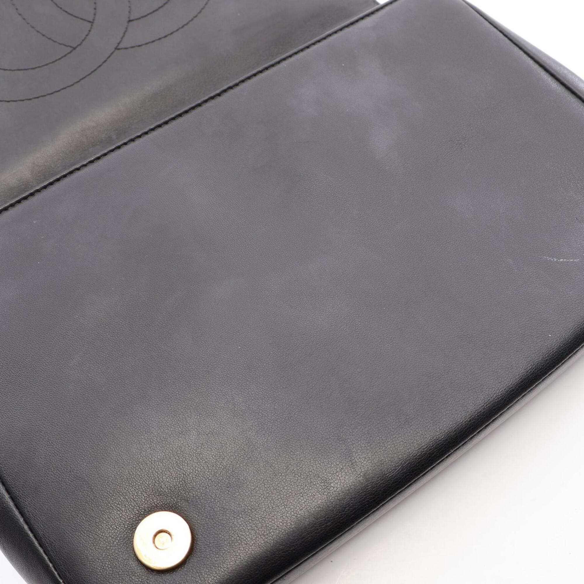 Chanel Black Leather Handbag Shoulder Bag (Pre-Owned)