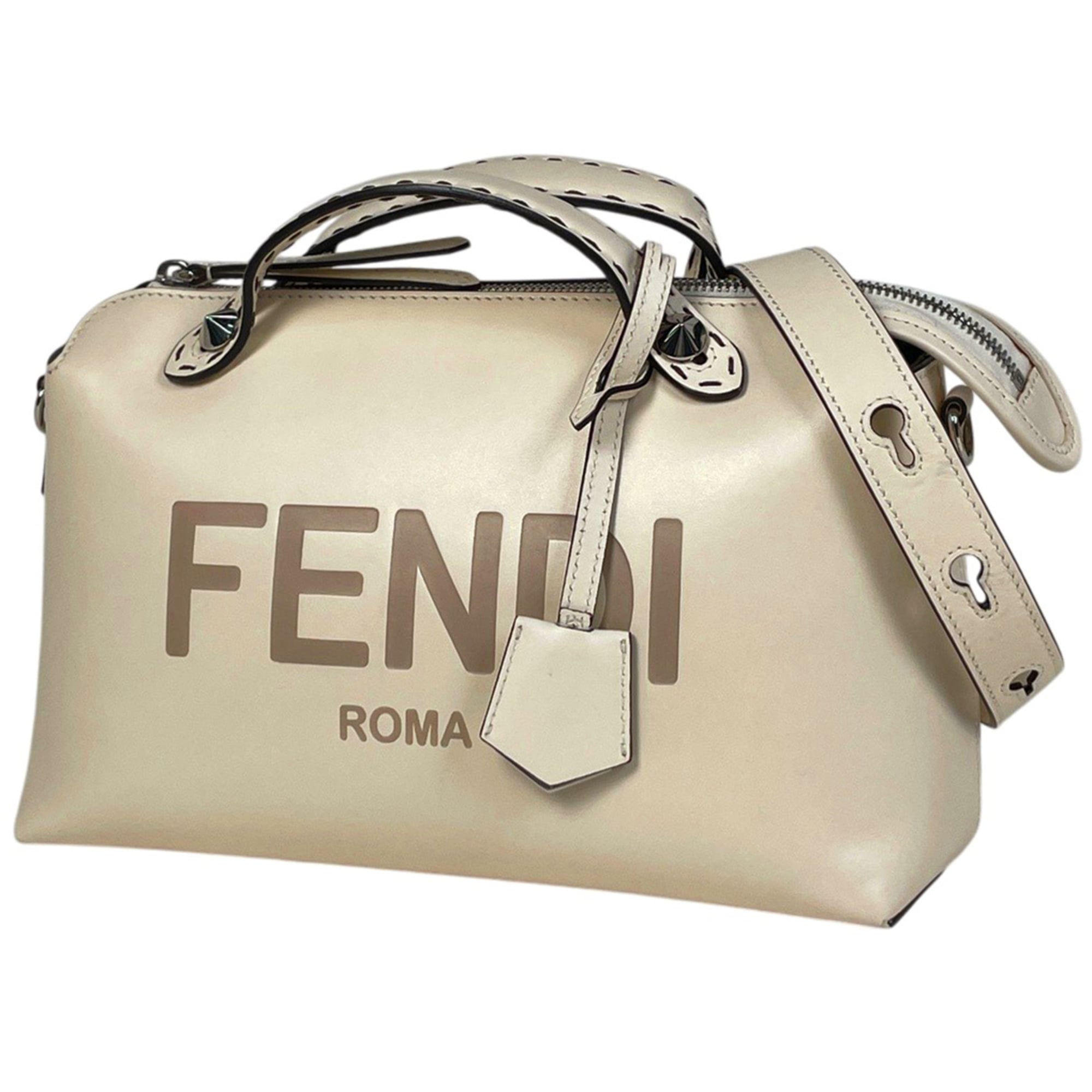 Fendi Ivory Leather Handbag Shoulder Bag (Pre-Owned)
