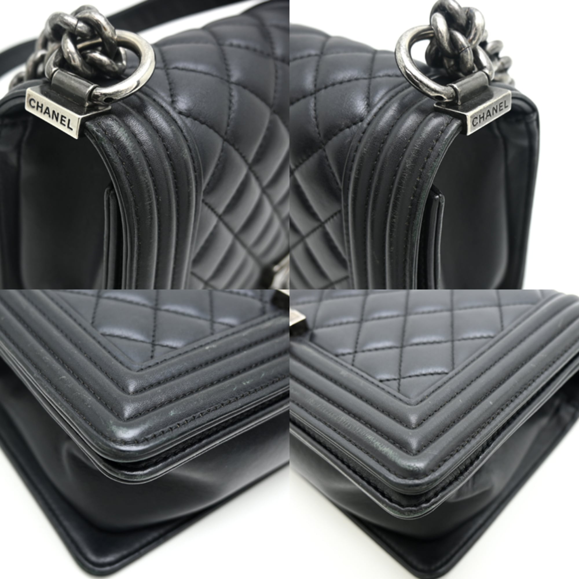 Chanel Boy Chanel Black Leather Shoulder Bag (Pre-Owned)