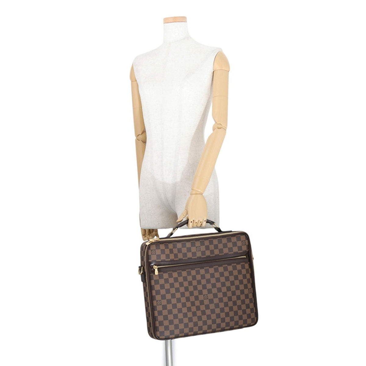 Louis Vuitton Brown Damier Canvas Ebene Exotic Leather Handbag (Pre-Owned)