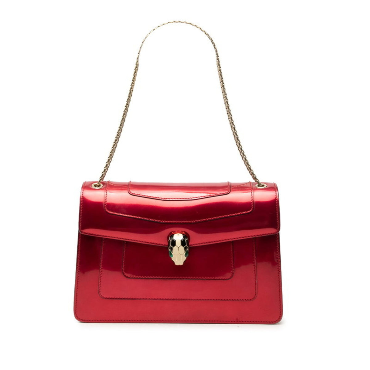 Bvlgari Red Color Leather Shoulder Bag (Pre-Owned)