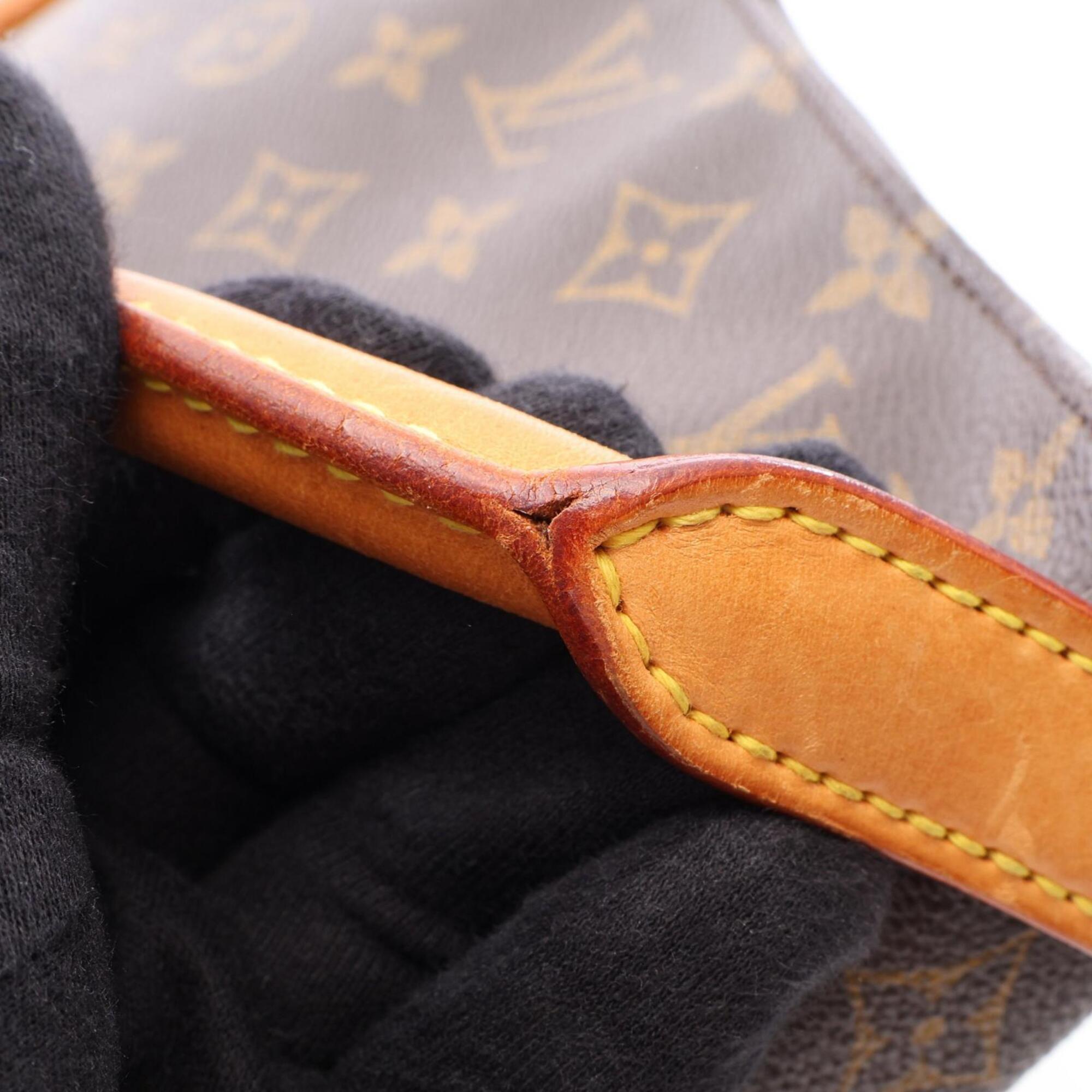 Louis Vuitton Brown Coated Canvas Leather Handbag Shoulder Bag (Pre-Owned)