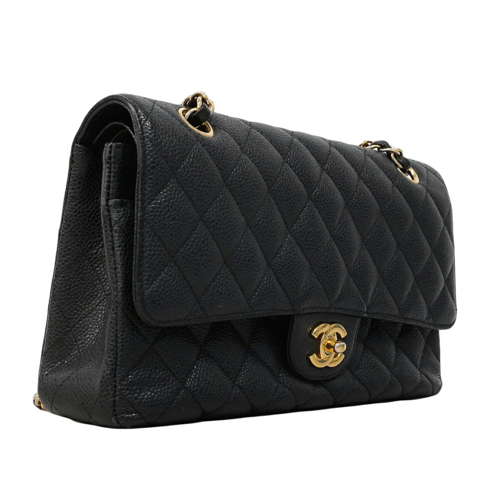 Chanel Black Grained Calfskin Shoulder Bag (Pre-Owned)