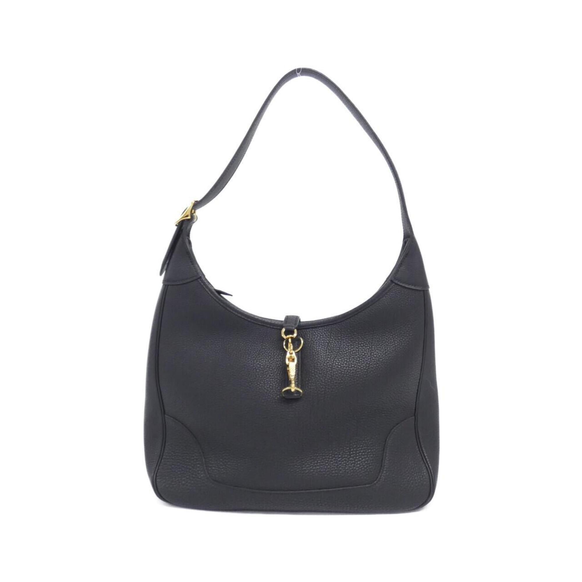 Hermes Trim Black Togo Leather Shoulder Bag (Pre-Owned)