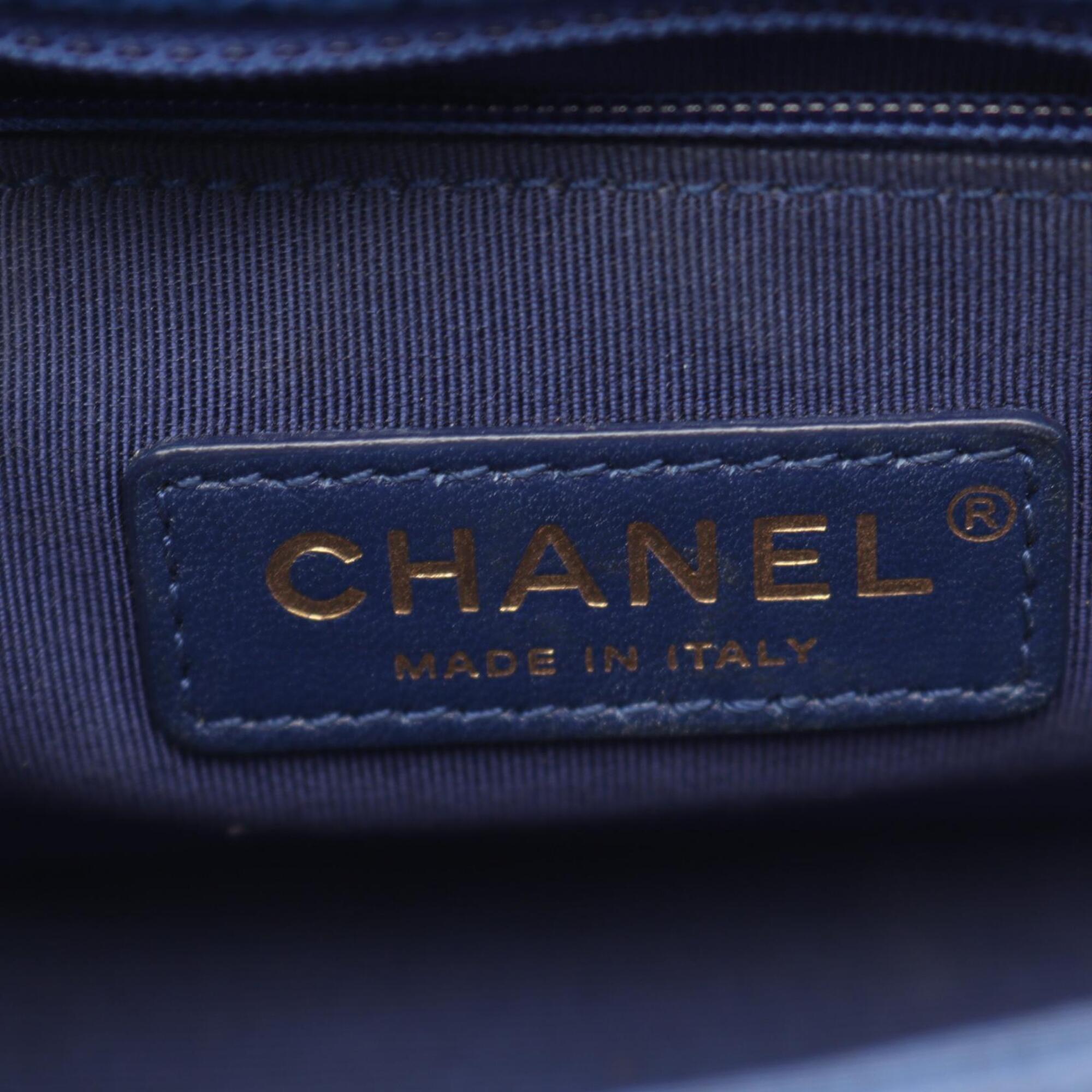 Chanel Blue Leather Handbag Shoulder Bag (Pre-Owned)
