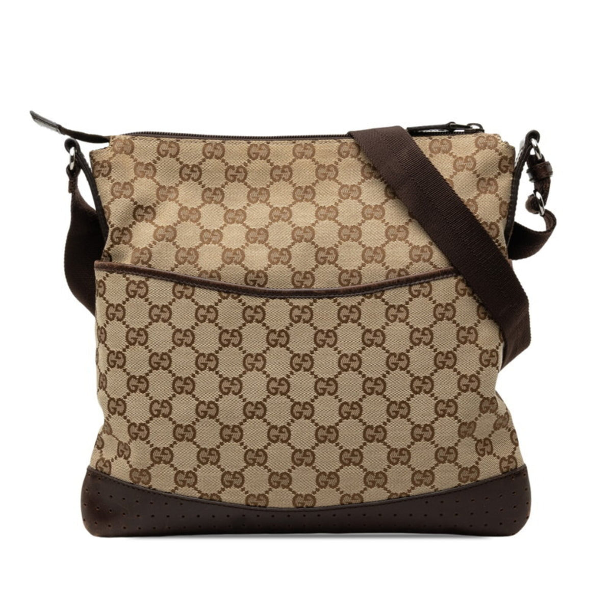 Gucci Beige White Gg Canvas Leather Shoulder Bag (Pre-Owned)