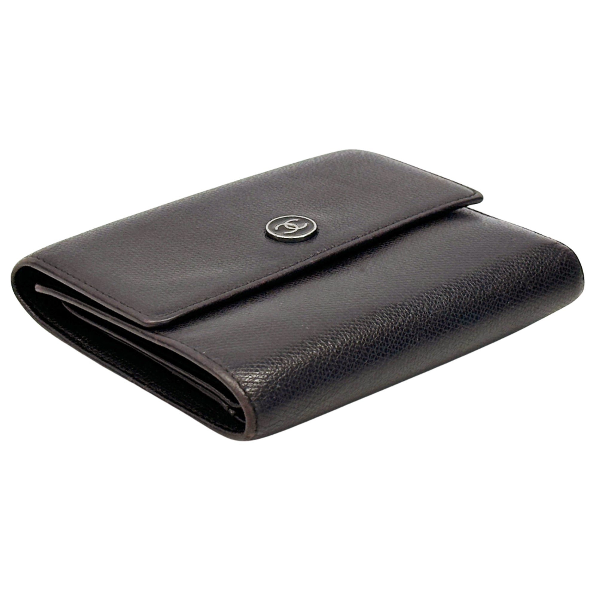 Chanel Dark Brown Leather Wallet (Bi-Fold) (Pre-Owned)