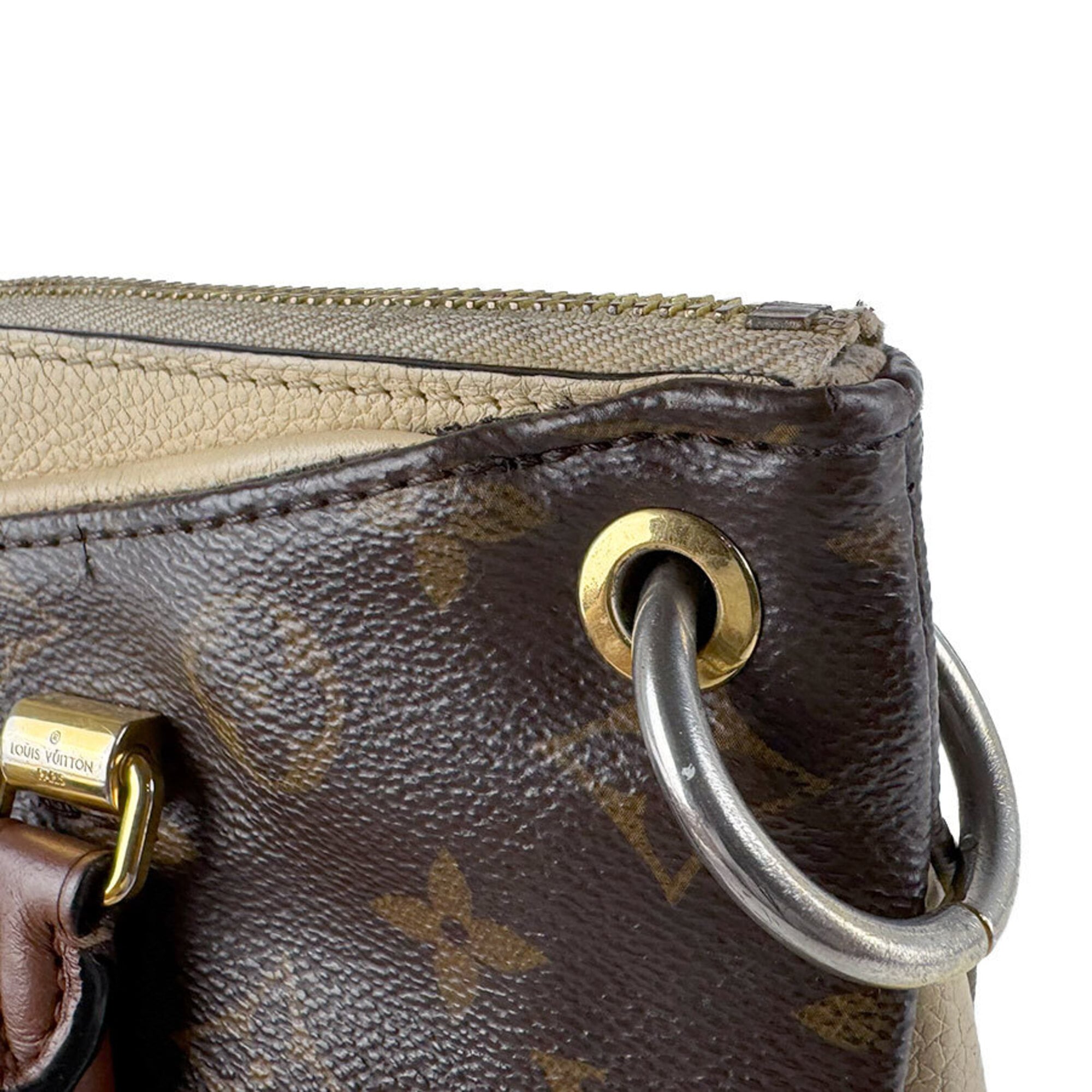 Louis Vuitton Brown Light Beige Monogram Monogram Leather Handbag (Pre-Owned)