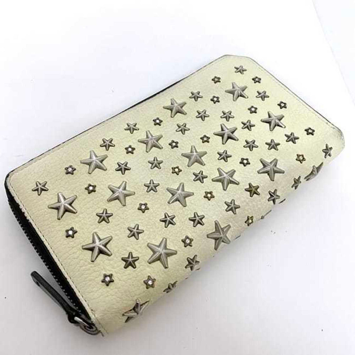 Jimmy Choo Black Cream Yellow Leather Long Wallet (Bi-Fold) (Pre-Owned)