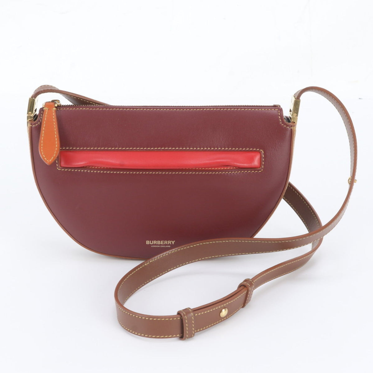 Burberry Brown Red Color Wine Leather Handbag Shoulder Bag Tote Bag (Pre-Owned)