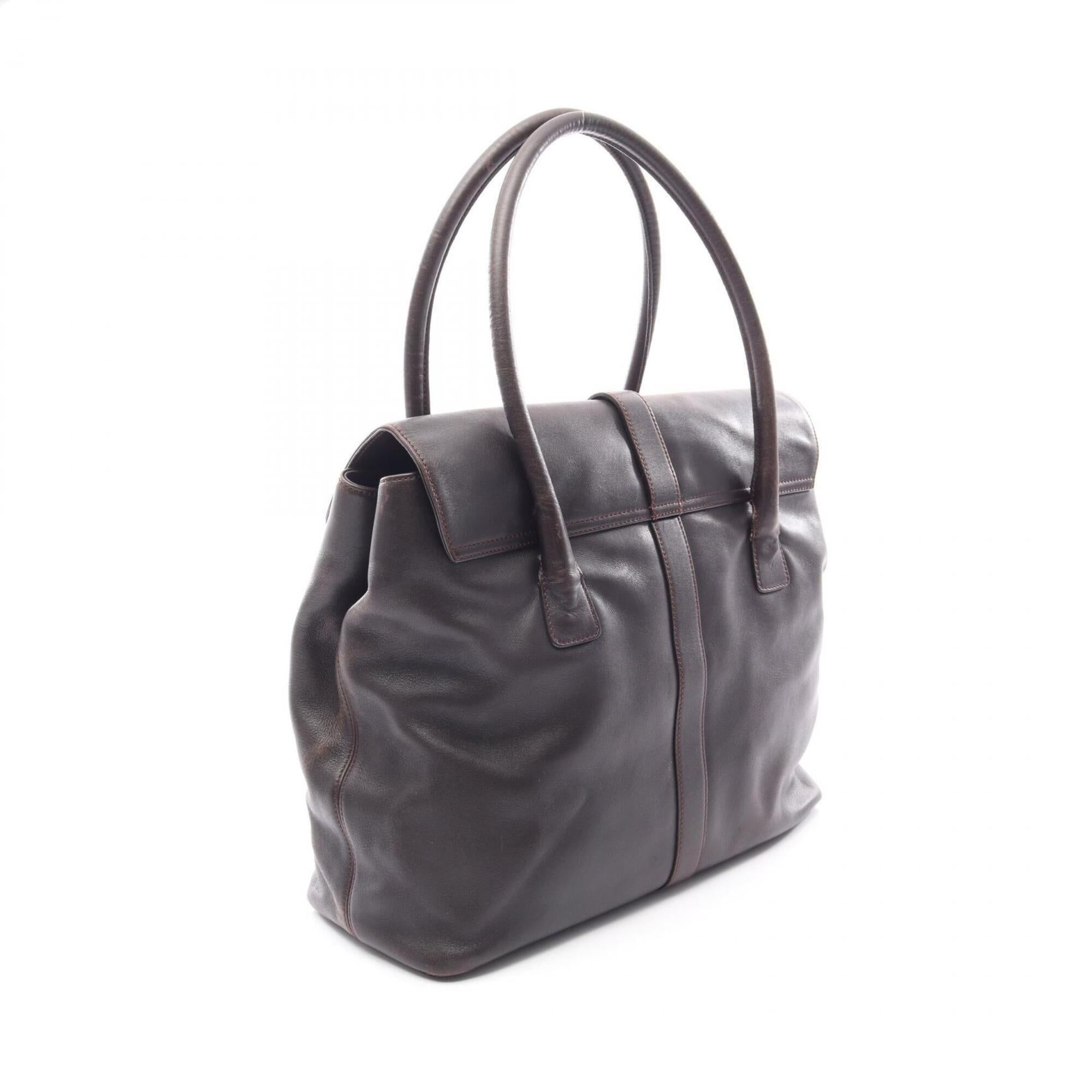 Chanel Brown Leather Handbag Tote Bag (Pre-Owned)