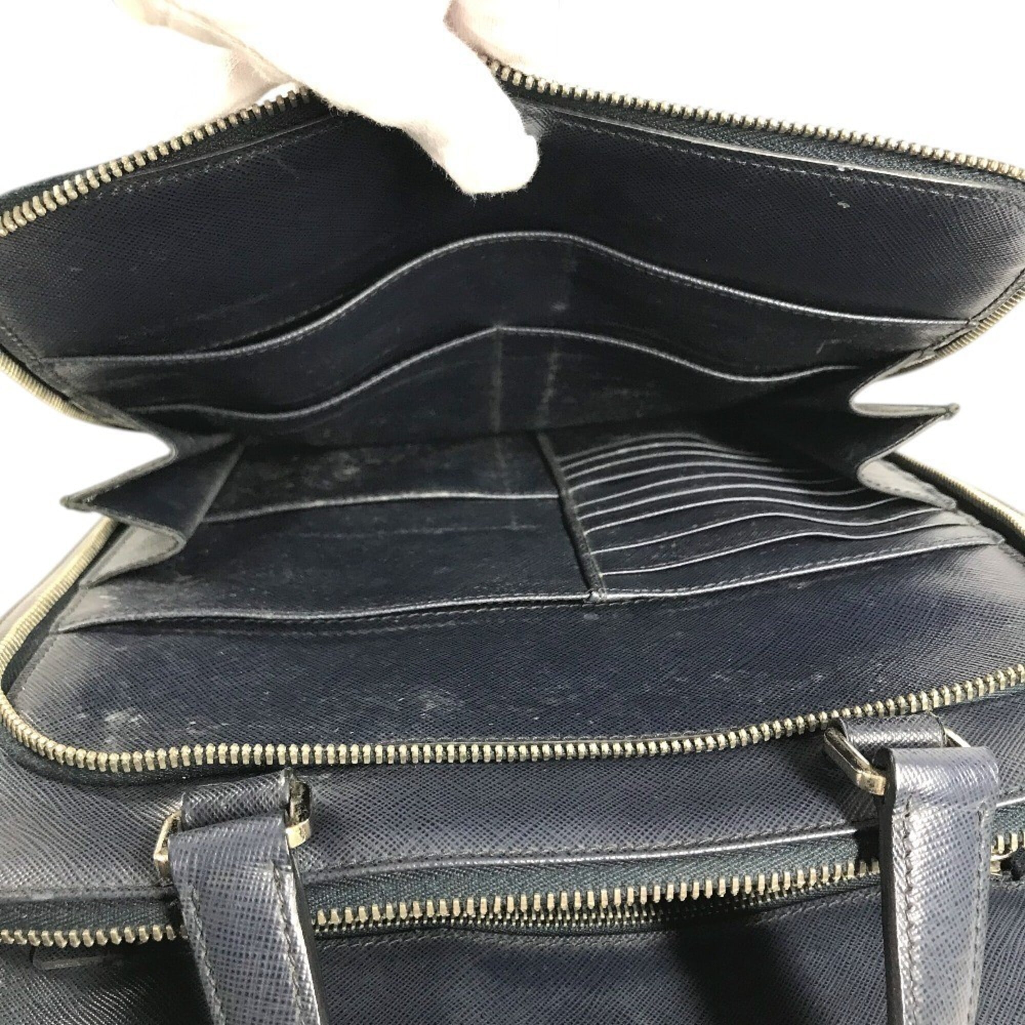 Prada Blue Leather Briefcase (Pre-Owned)