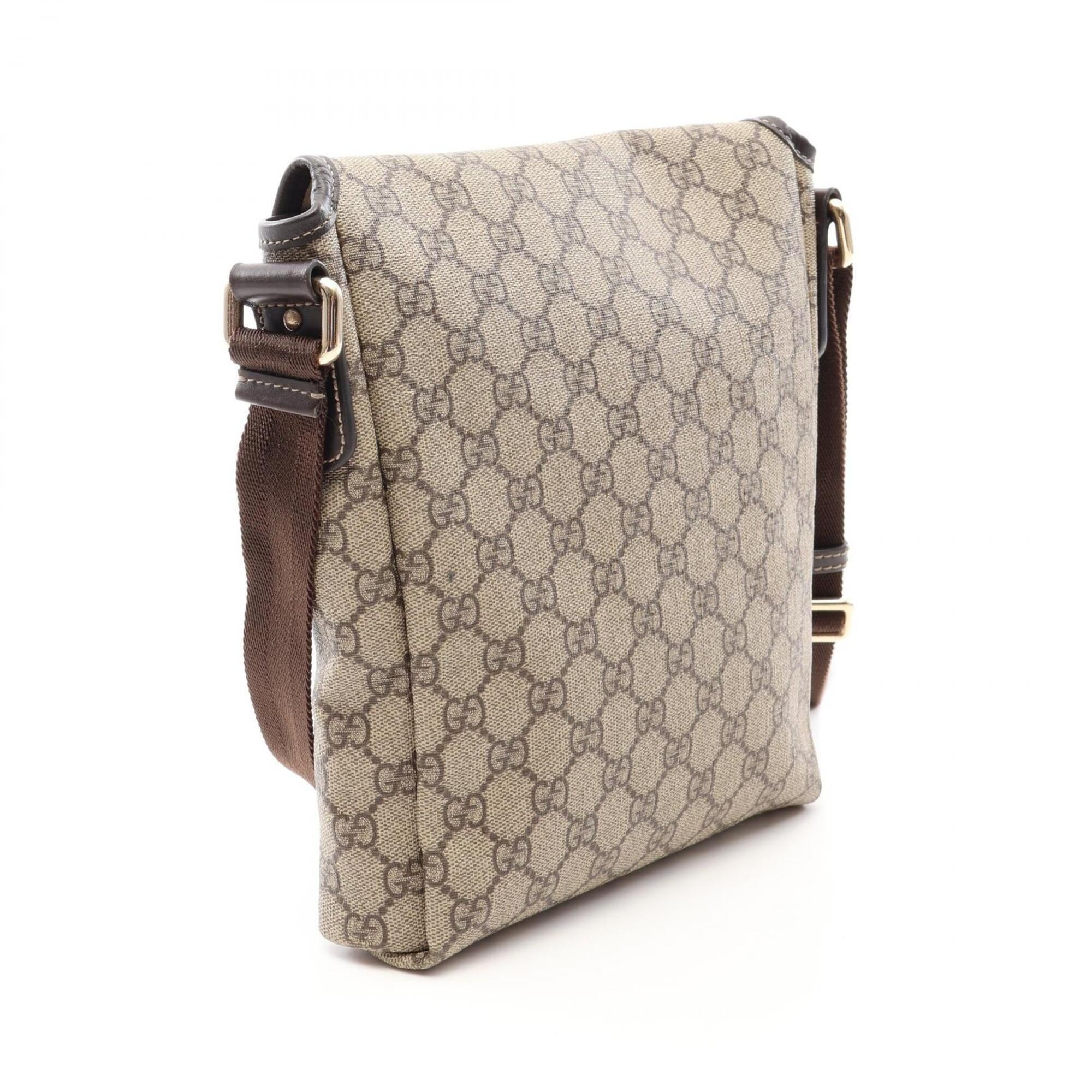 Gucci Beige Brown Coated Canvas Leather Handbag Shoulder Bag (Pre-Owned)