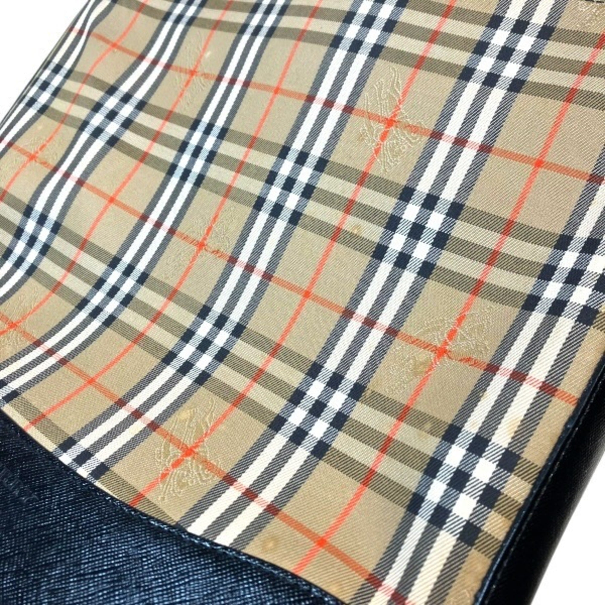 Burberry Beige Leather Canvas Shoulder Bag (Pre-Owned)