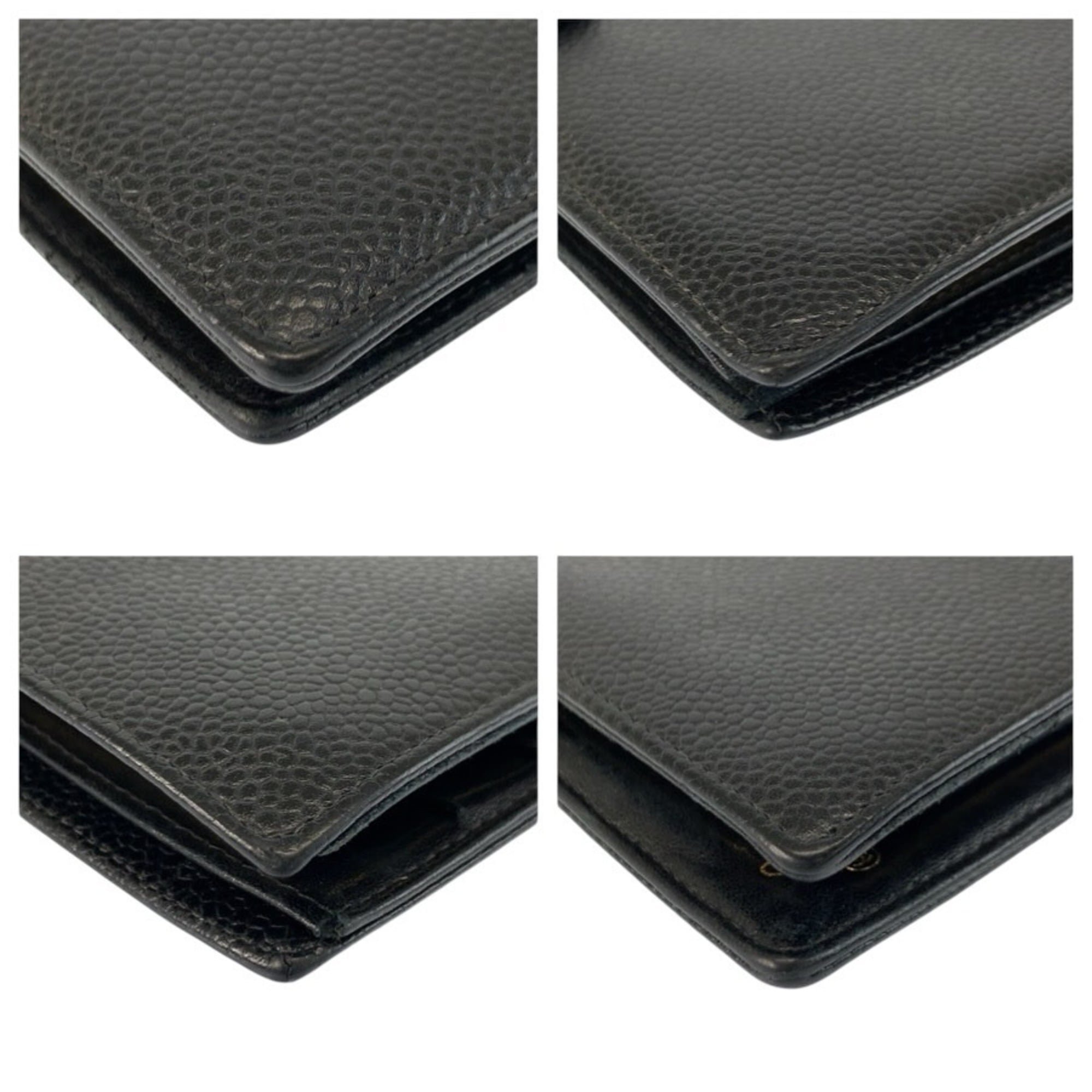 Chanel Black Leather Long Wallet (Bi-Fold) (Pre-Owned)