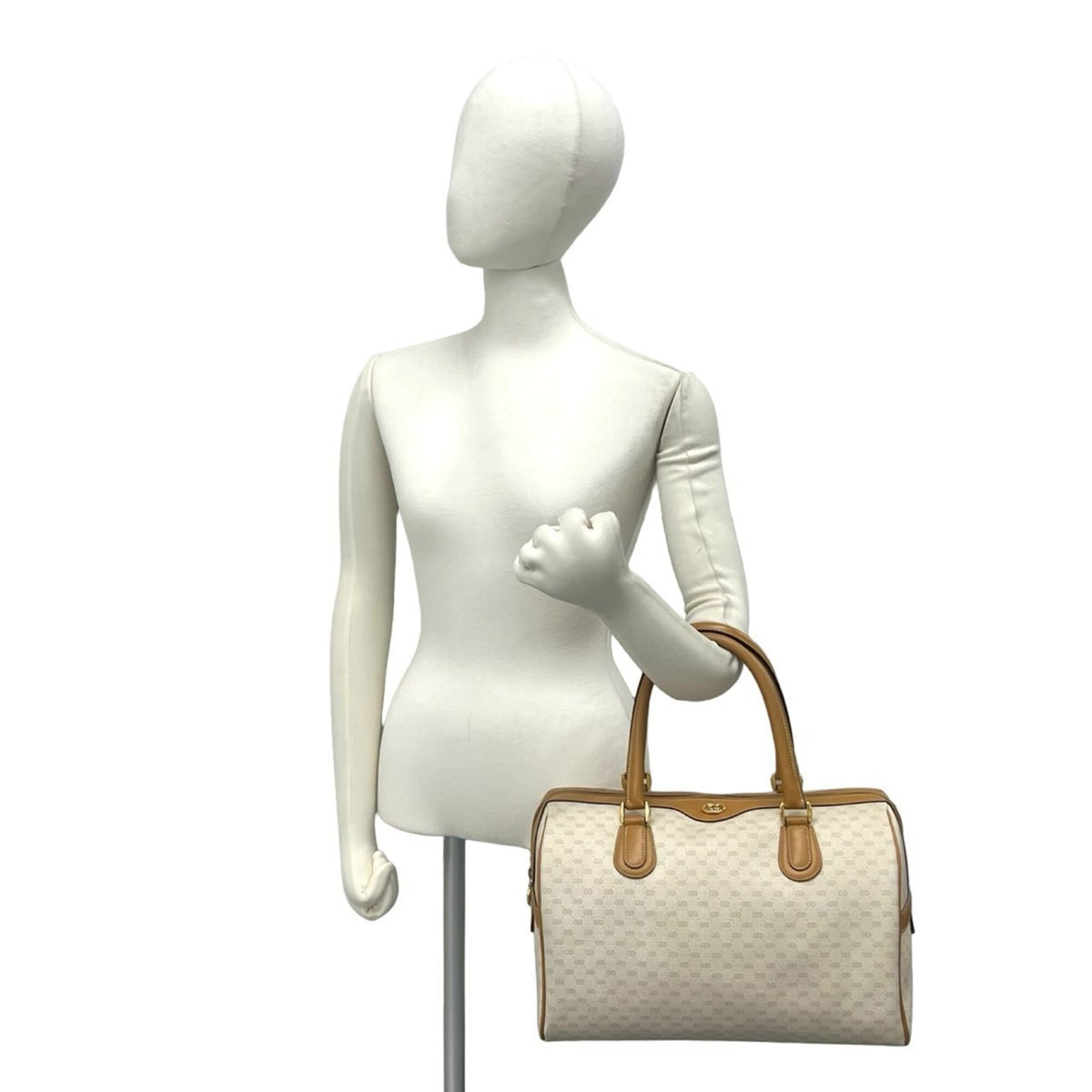Gucci Beige Leather Pvc Boston Bag Handbag (Pre-Owned)