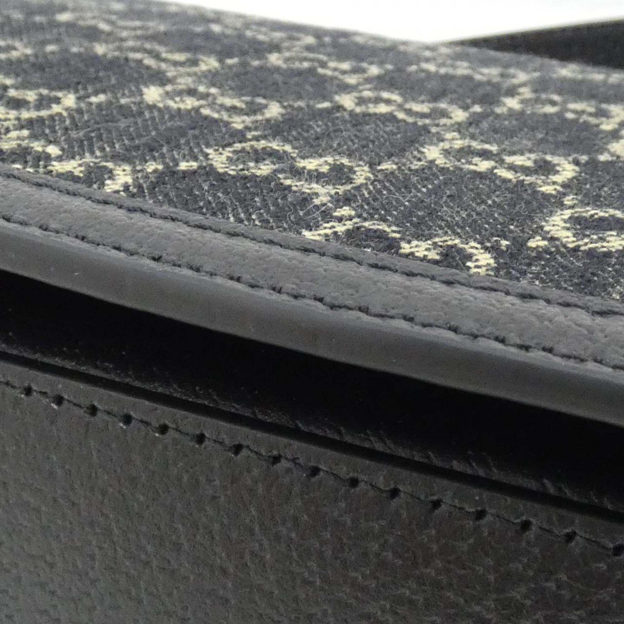 Gucci Horsebit Black Ivory Jacquard Leather Shoulder Bag (Pre-Owned)