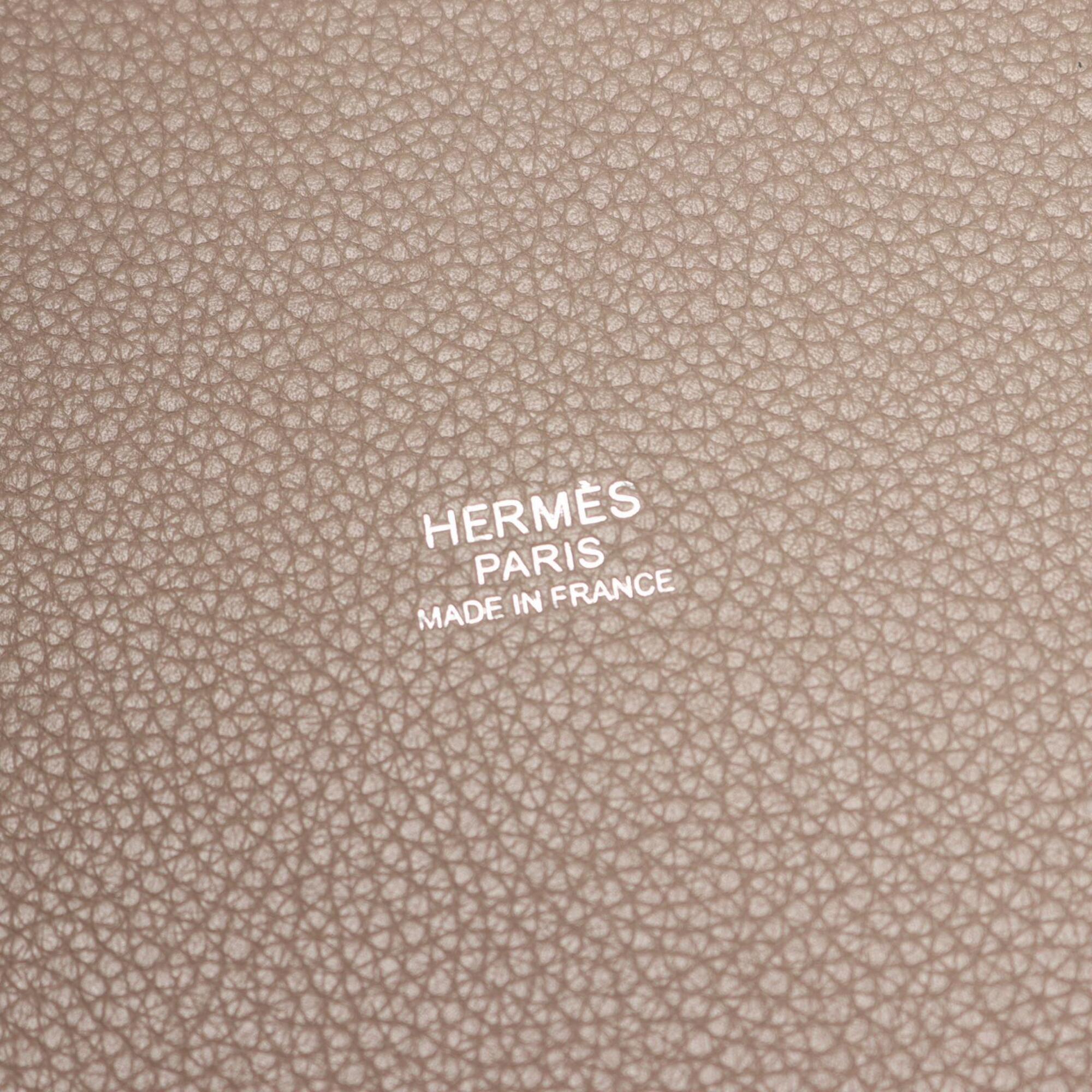 Hermes Beige Gris Tourterelle Taurillon Clemence Leather Handbag (Pre-Owned)
