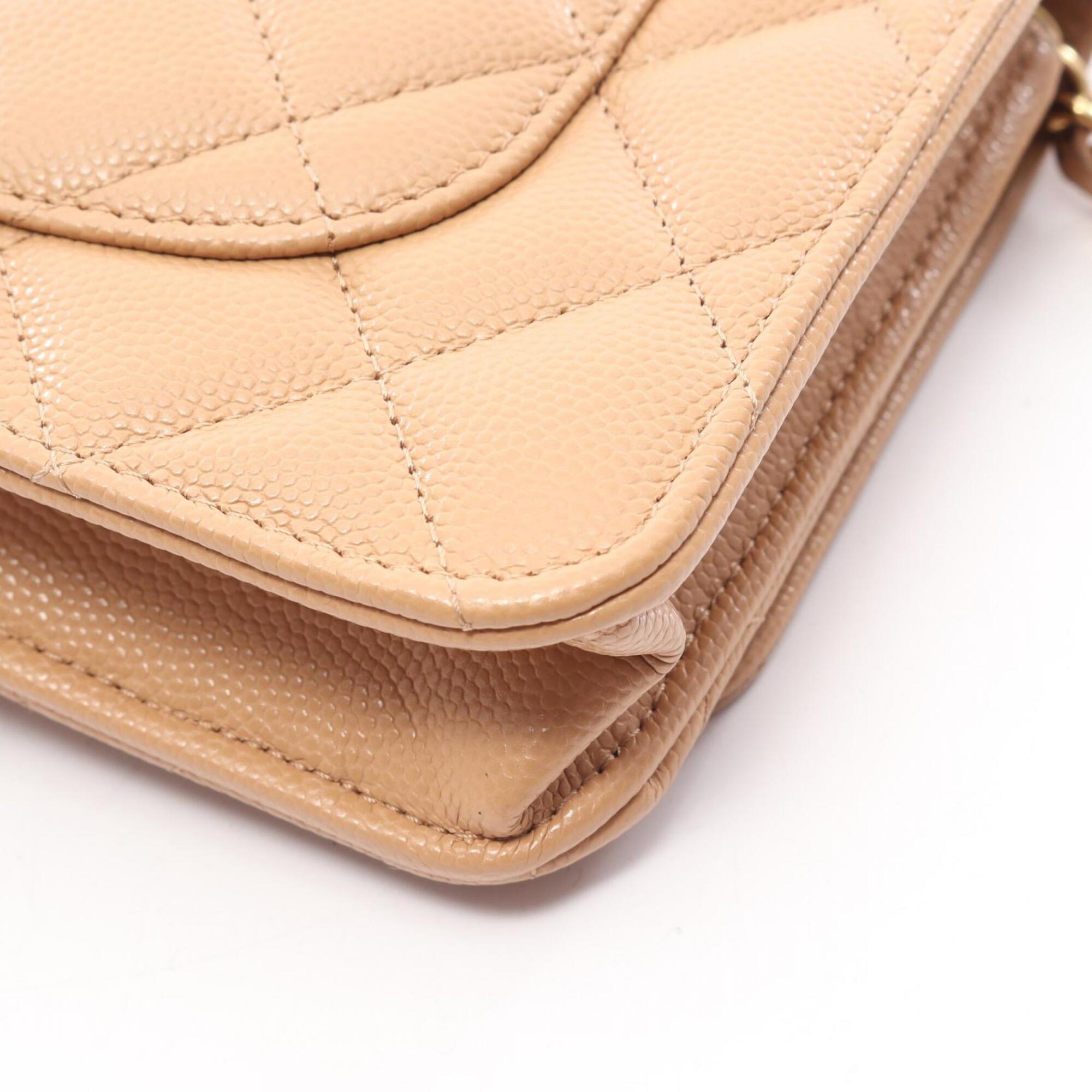 Chanel Matelasse Beige Leather Handbag Shoulder Bag (Pre-Owned)