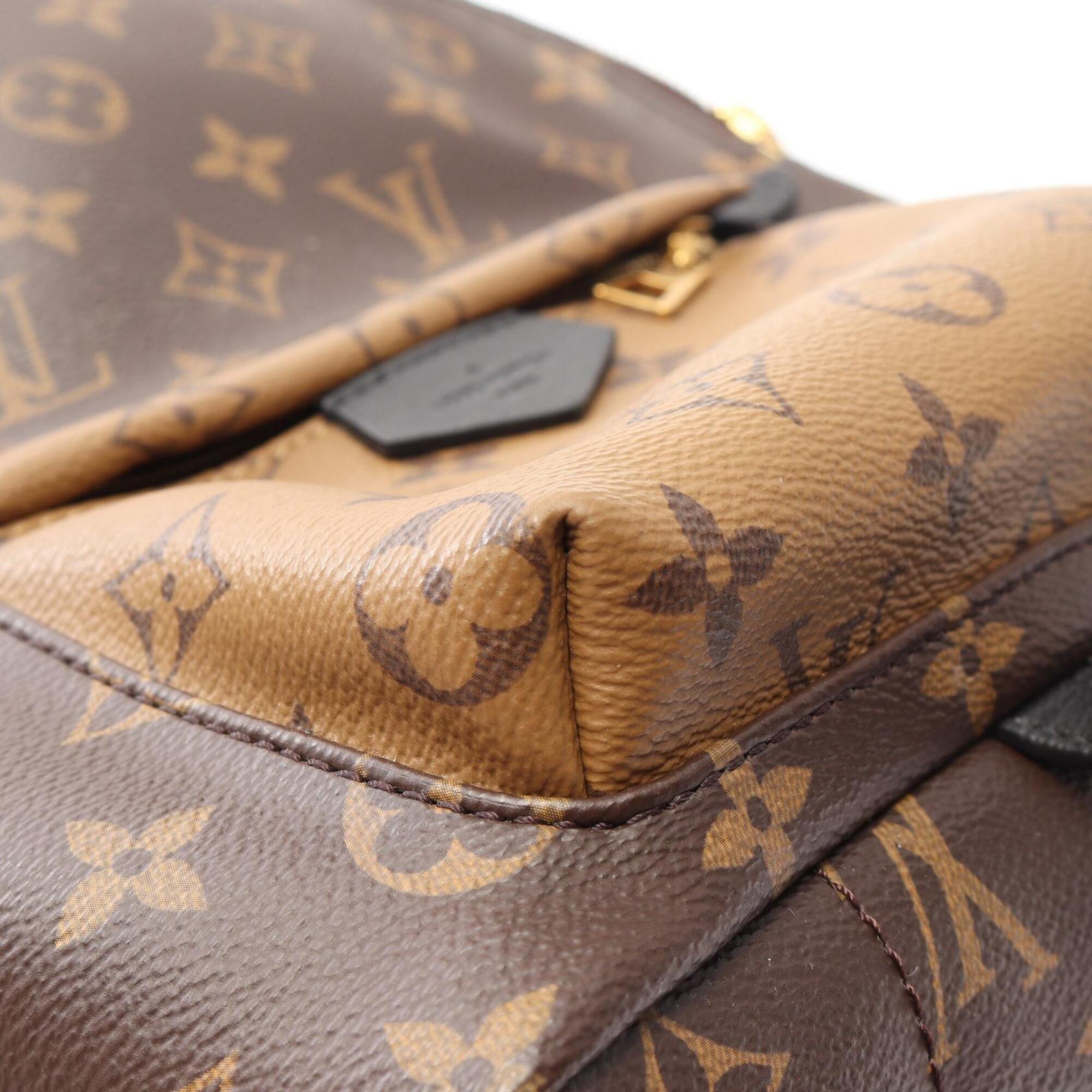 Louis Vuitton Beige Brown Coated Canvas Leather Backpack Handbag (Pre-Owned)