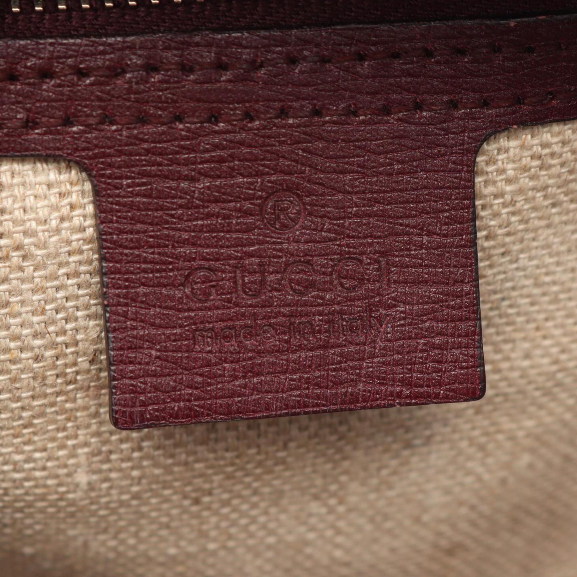 Gucci Bordeaux Leather Handbag Shoulder Bag (Pre-Owned)