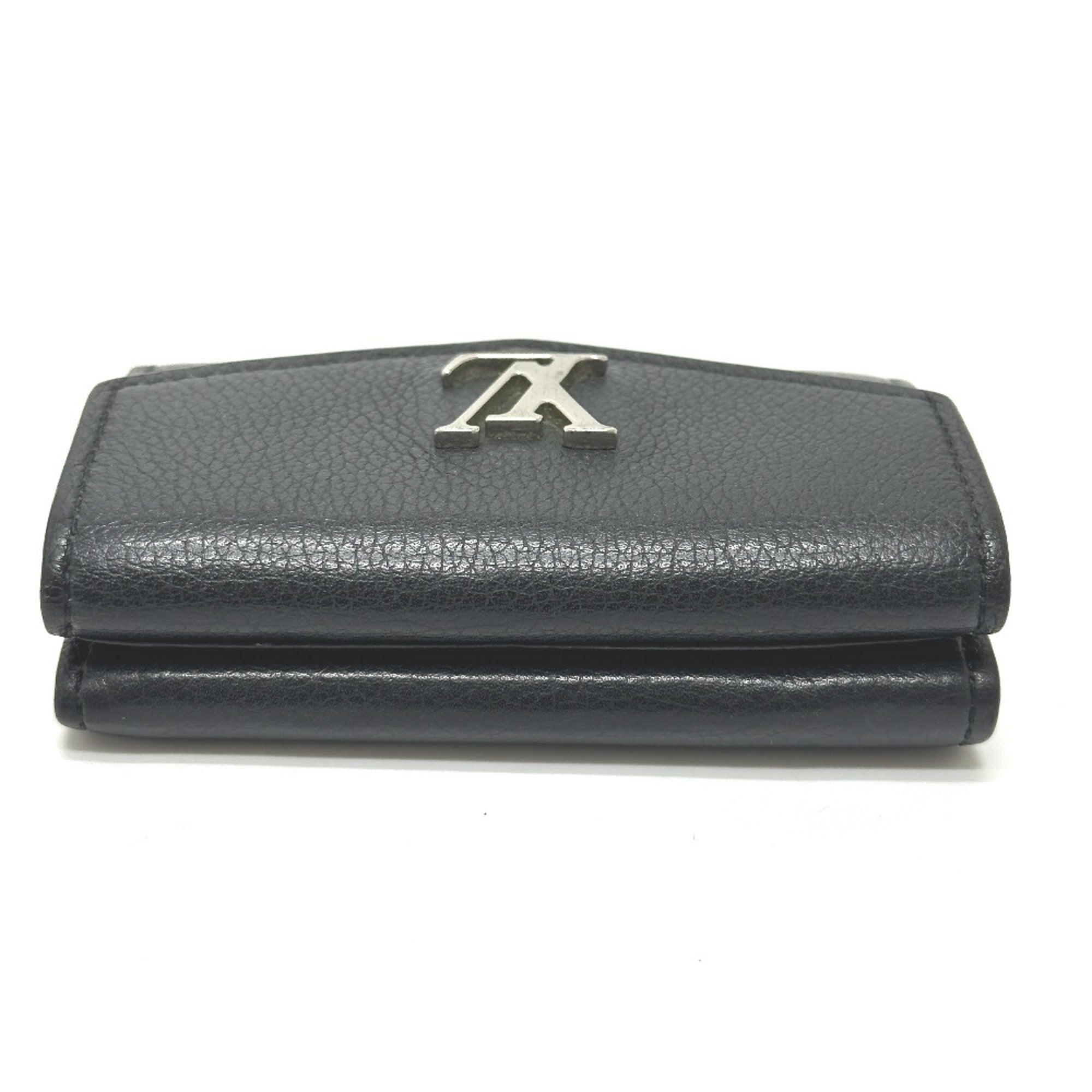 Louis Vuitton Black Leather Wallet (Tri-Fold) (Pre-Owned)
